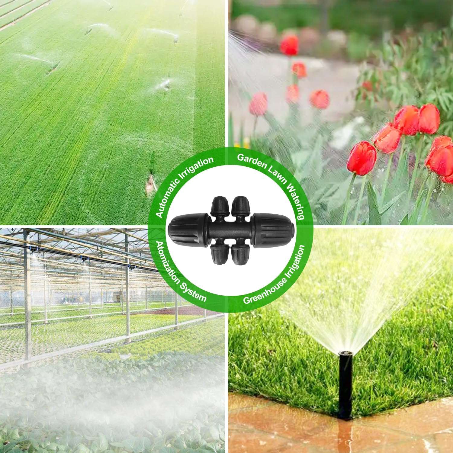 20 Pcs 1/2 Inch to1/4 Inch Drip Irrigation Tubing Fittings,Irrigation hose Connectors,Lock Barbed Tee 6 Way for Lawn Plant Garden Watering System,Drip Irrigation System (1/2'' ID x 0.60''-0.63'' OD) 4