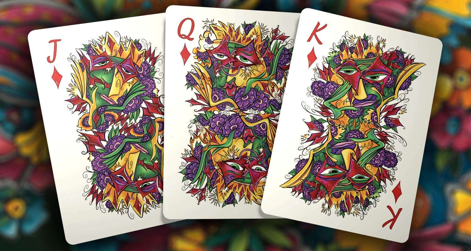 Brain Vessel Cargo Masquerade Deck of Playing Cards with Custom Artwork by Denyse Klette (Mardi Gras Edition) 3