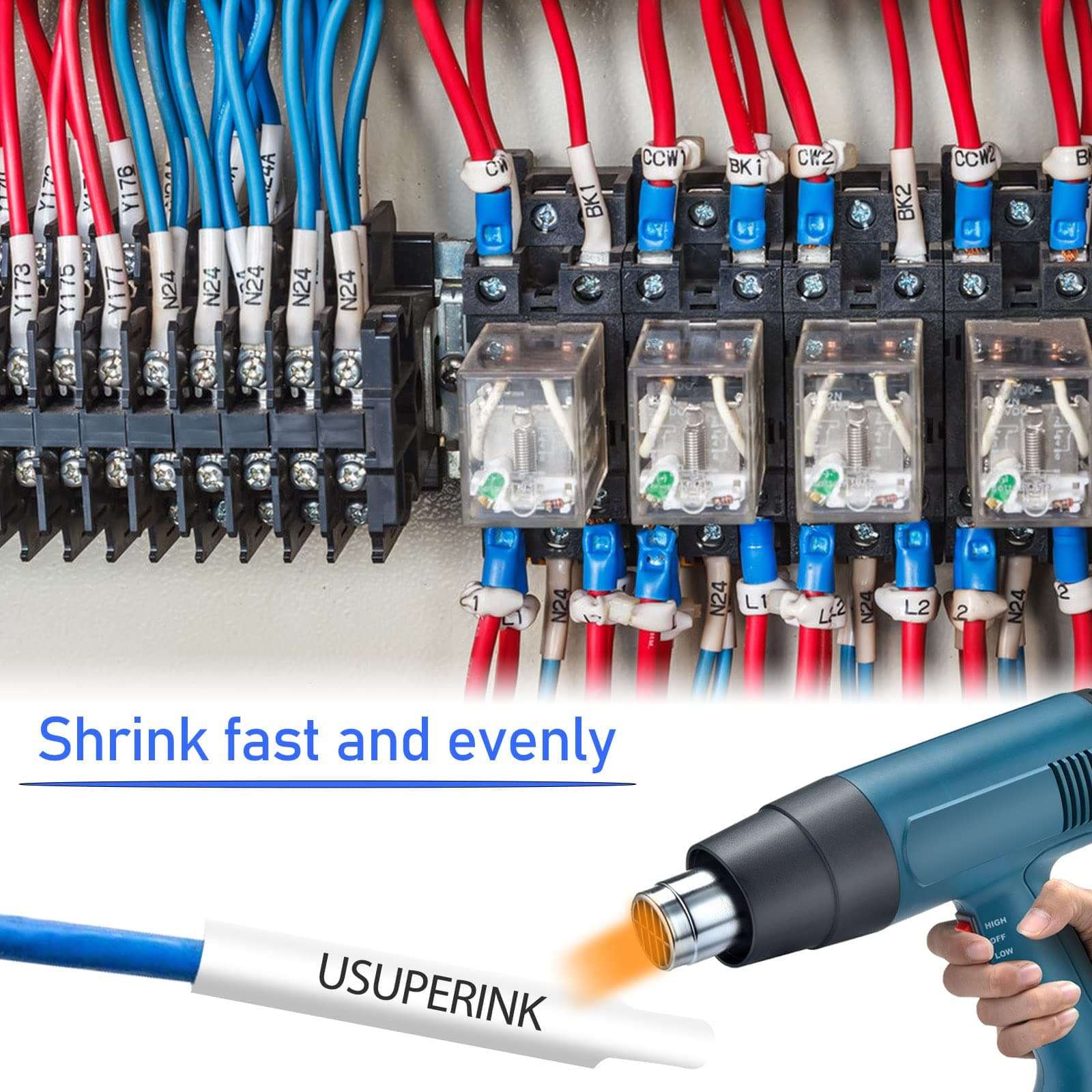 USUPERINK 3 Pack Compatible for Brother Ptouch HSe-231 HSe231 HS-231 HS231 0.46'' 11.7mm Black on White Heat Shrink Tube Label Tape use in PT-D210 PT-D400 PT-E300 PT-E500 PT-P750WVP Label Maker 6