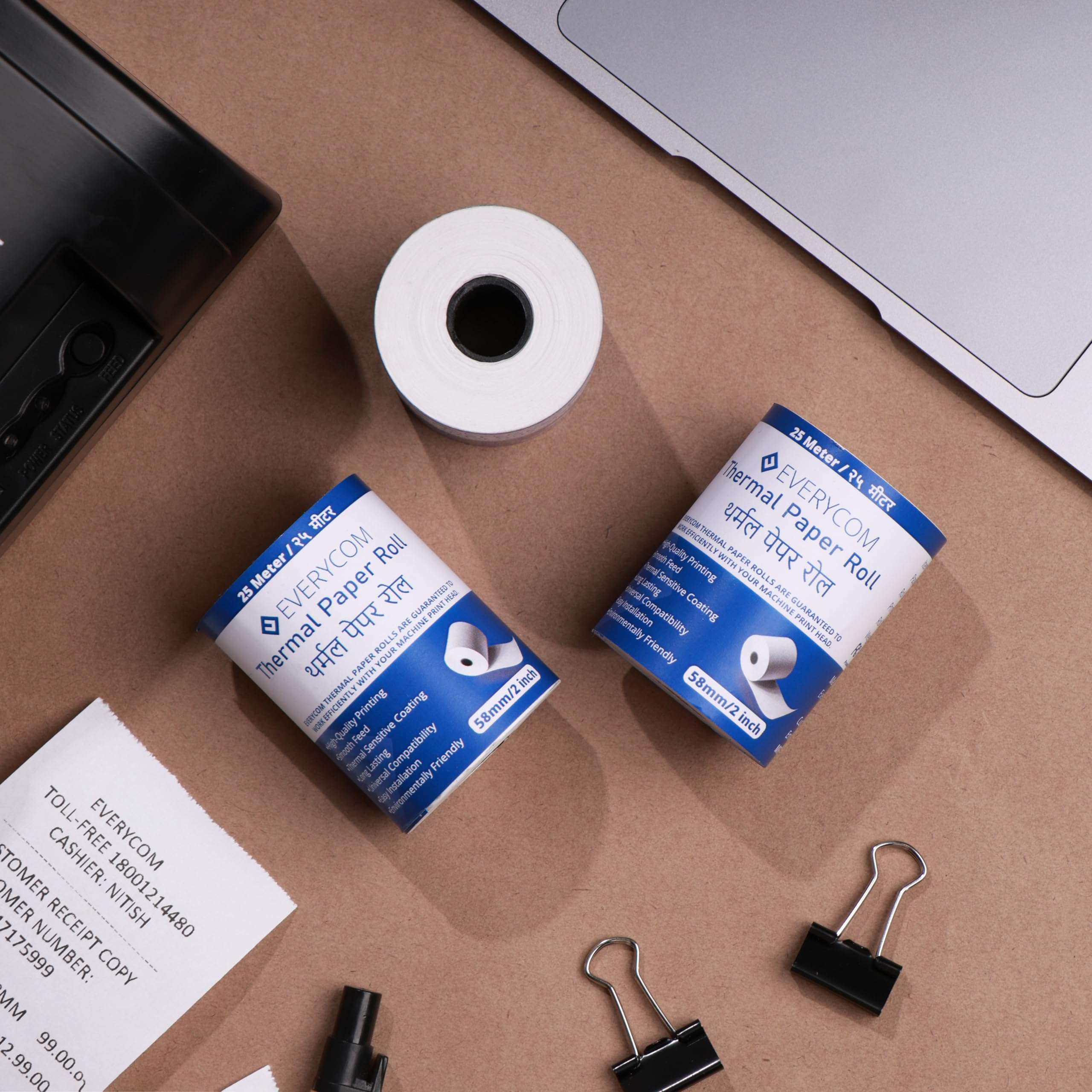Everycom Thermal Receipt Paper Roll - 58mm(2 inch) x 25 Meter - Pack of 10 Rolls 5
