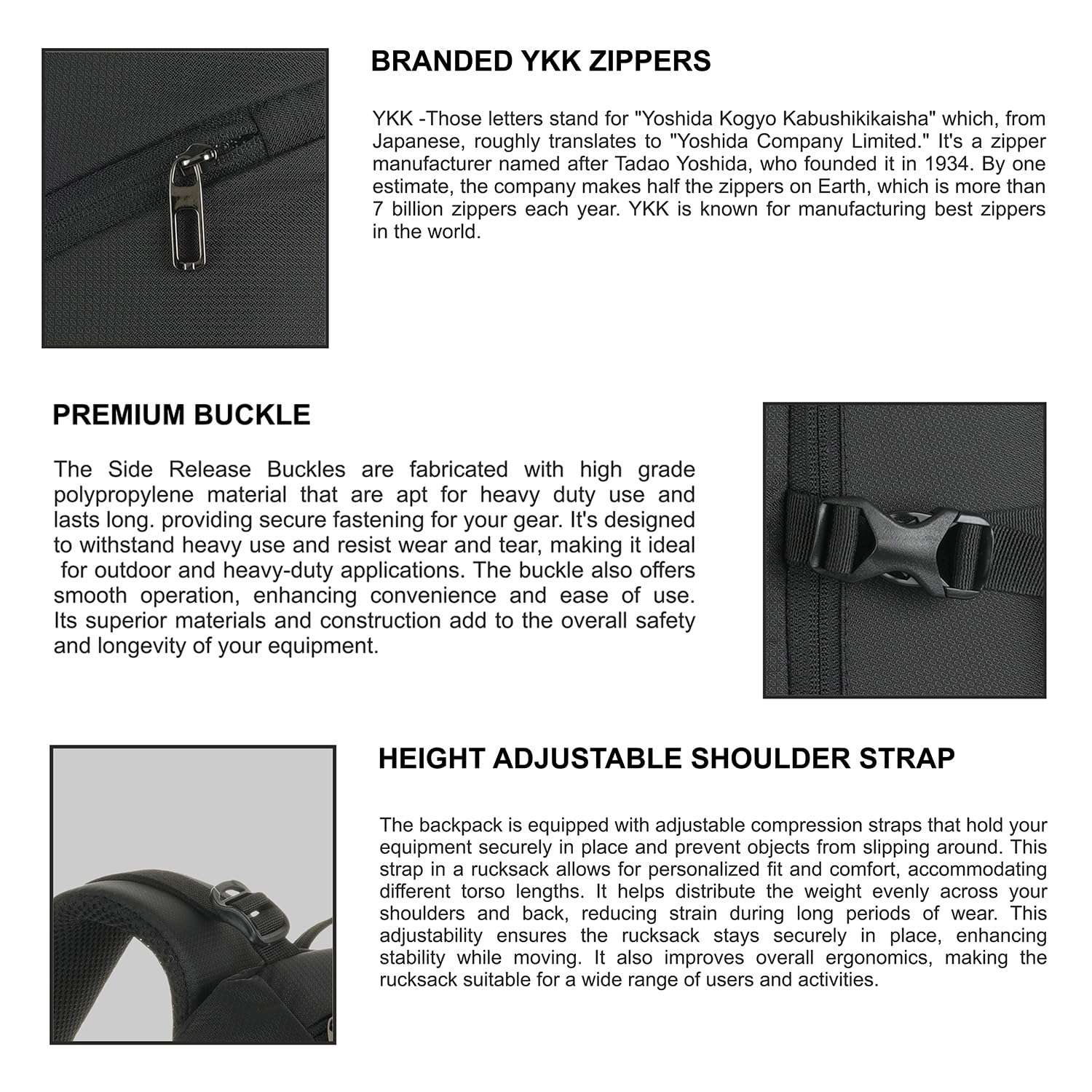 TRAWOC VIPER 40L Travel Backpack Versatile 40 Litre travel Bag for Men and Women, Laptop Backpack with water resistant fabric, Casual Bag Suitable for All Occasions Black 5