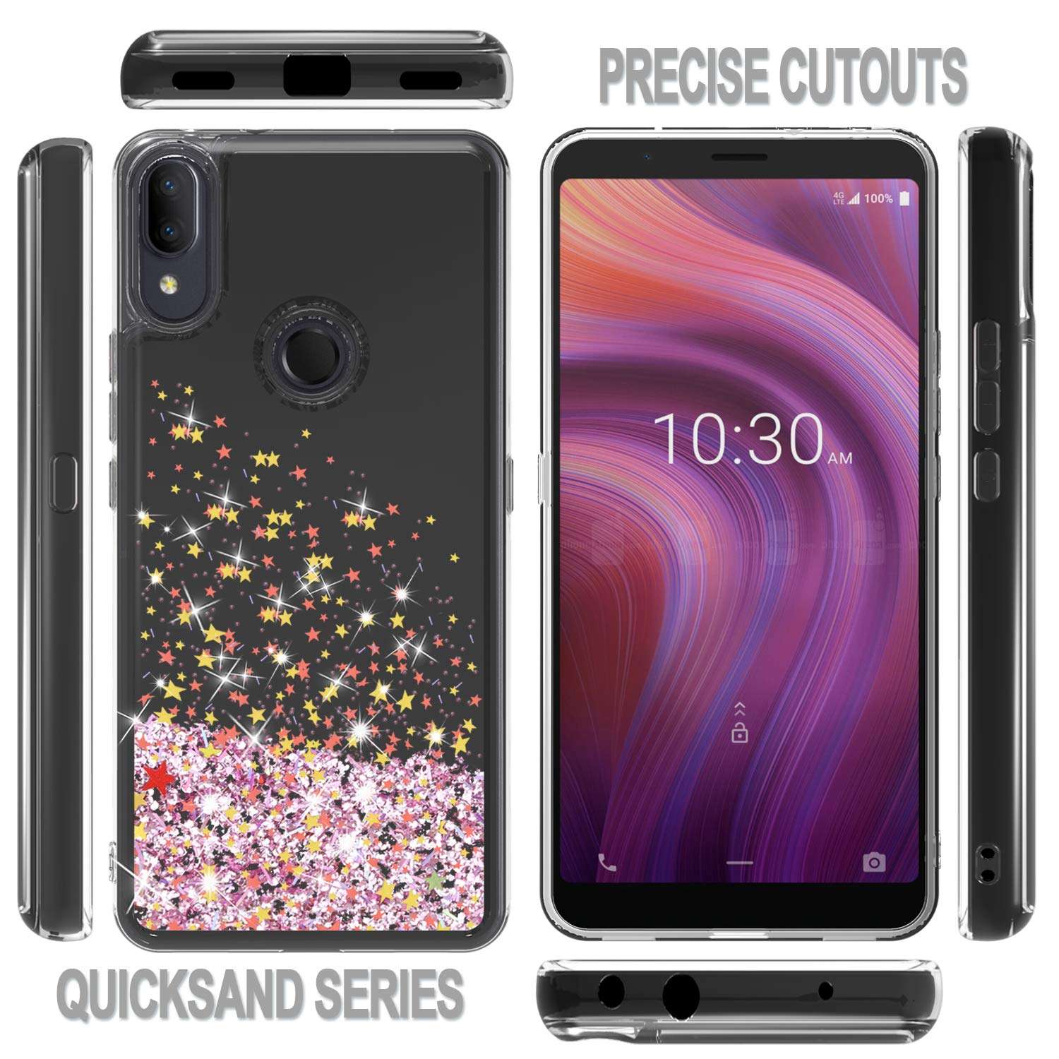 Wtiaw:Alcatel 3V 2019 Case,Alcatel 3V (2019) 5032W Case,Alcatel 5032W Case,Alcatel 3V 2019 Phone Case,Flowing Liquid Floating Ultra Thin Shock Absorption Case for:Alcatel 3V 2019-SA Pink 3