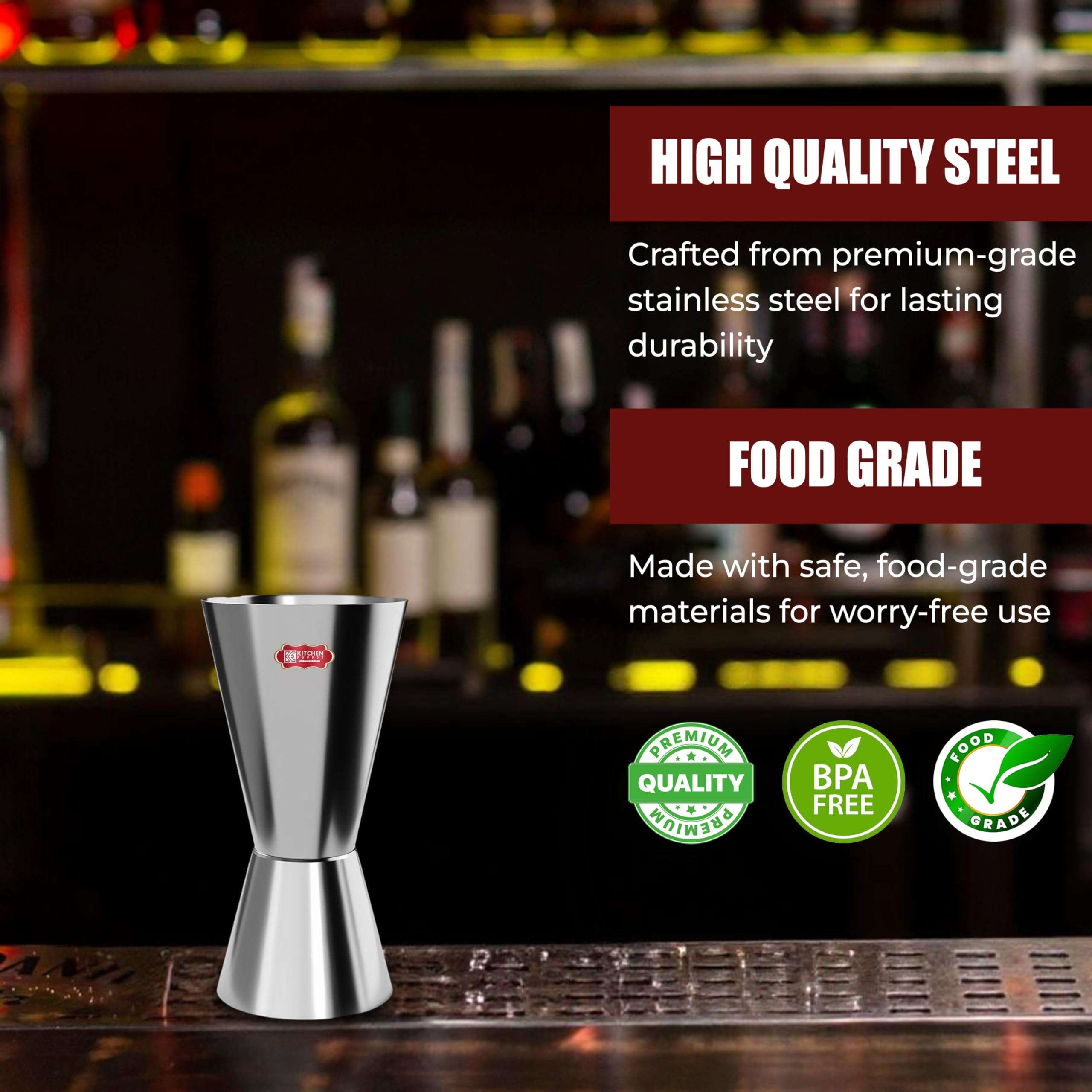 Kitchen Expert Tall Peg Measure | 1Pc | Stainless Steel | Cocktail Jigger | Double Sided | Drink Measurement | Bar Tool 4