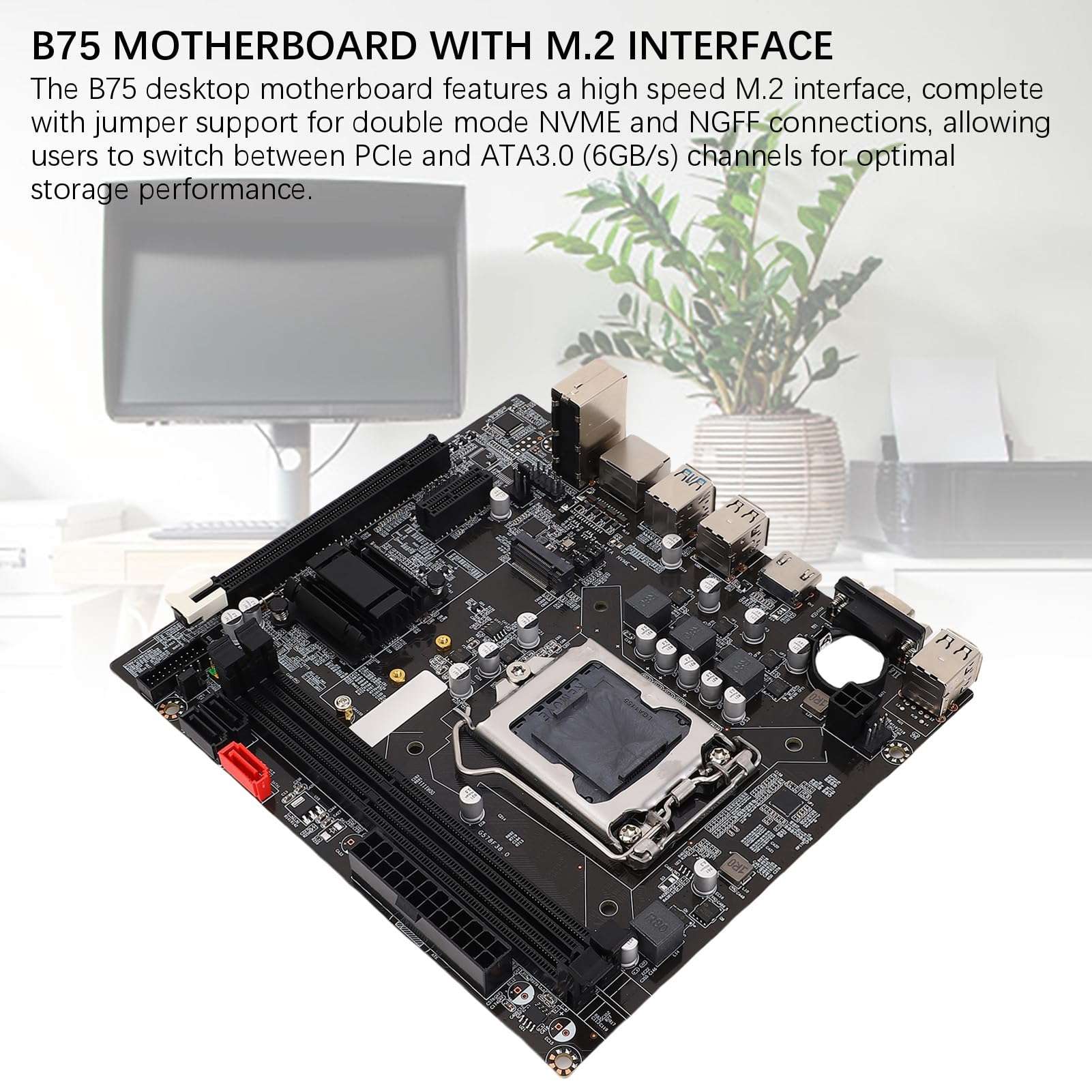 Asixxsix B75 Computer Motherboard, LGA 1155 Socket DDR3 16GB Gaming Motherboard with M2 NVMe NGFF ATA3 0 PCI E, PC Motherboard for Core i3 i5 i7 XeonE3 V2 Pentium Processors 6