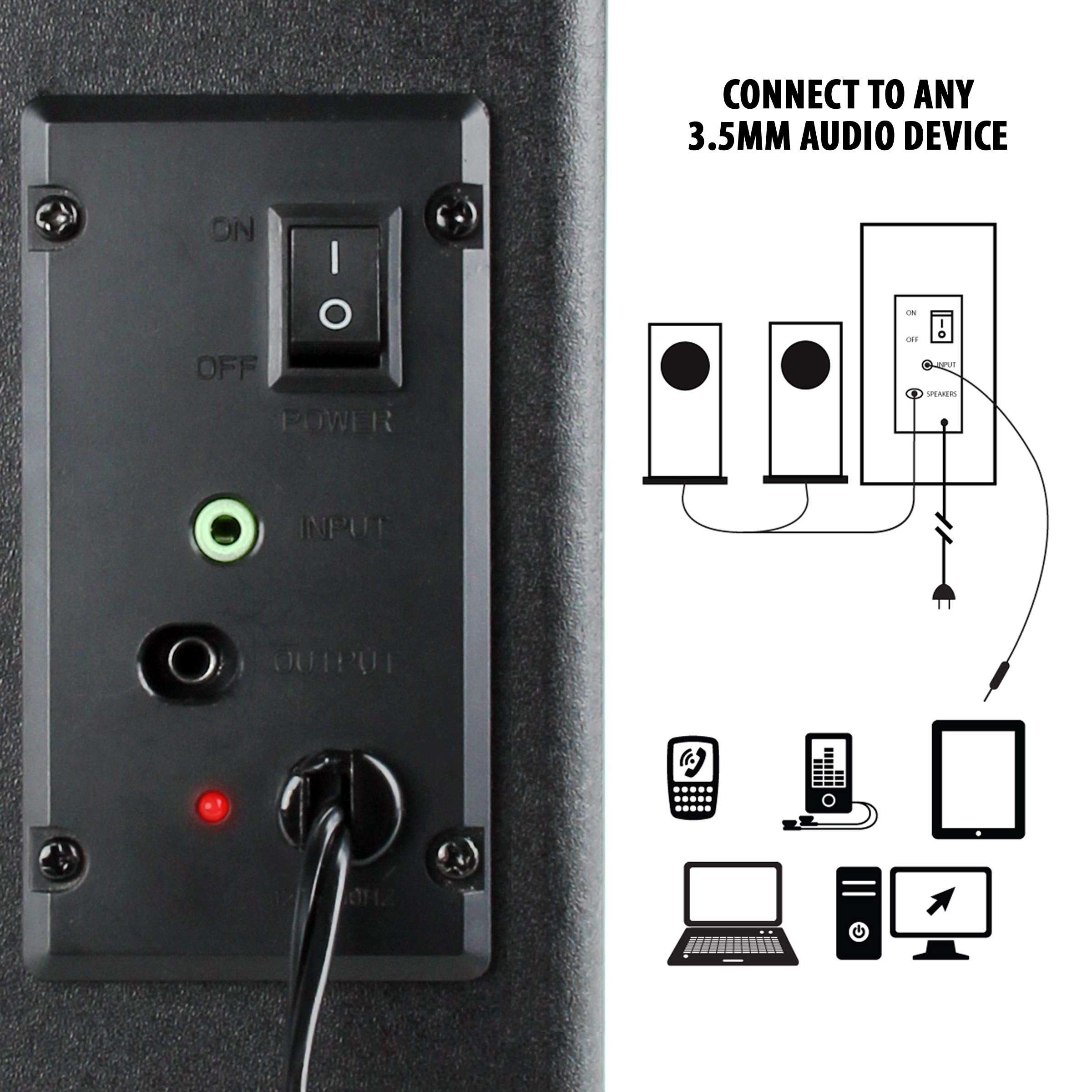 GOgroove BassPULSE Bluetooth 2.1 Computer Speakers with Subwoofer, Blue Glow LED Lights and Wireless Connection - Compatible with Your Gaming Desktop PC, Laptop and Other Bluetooth Devices 4