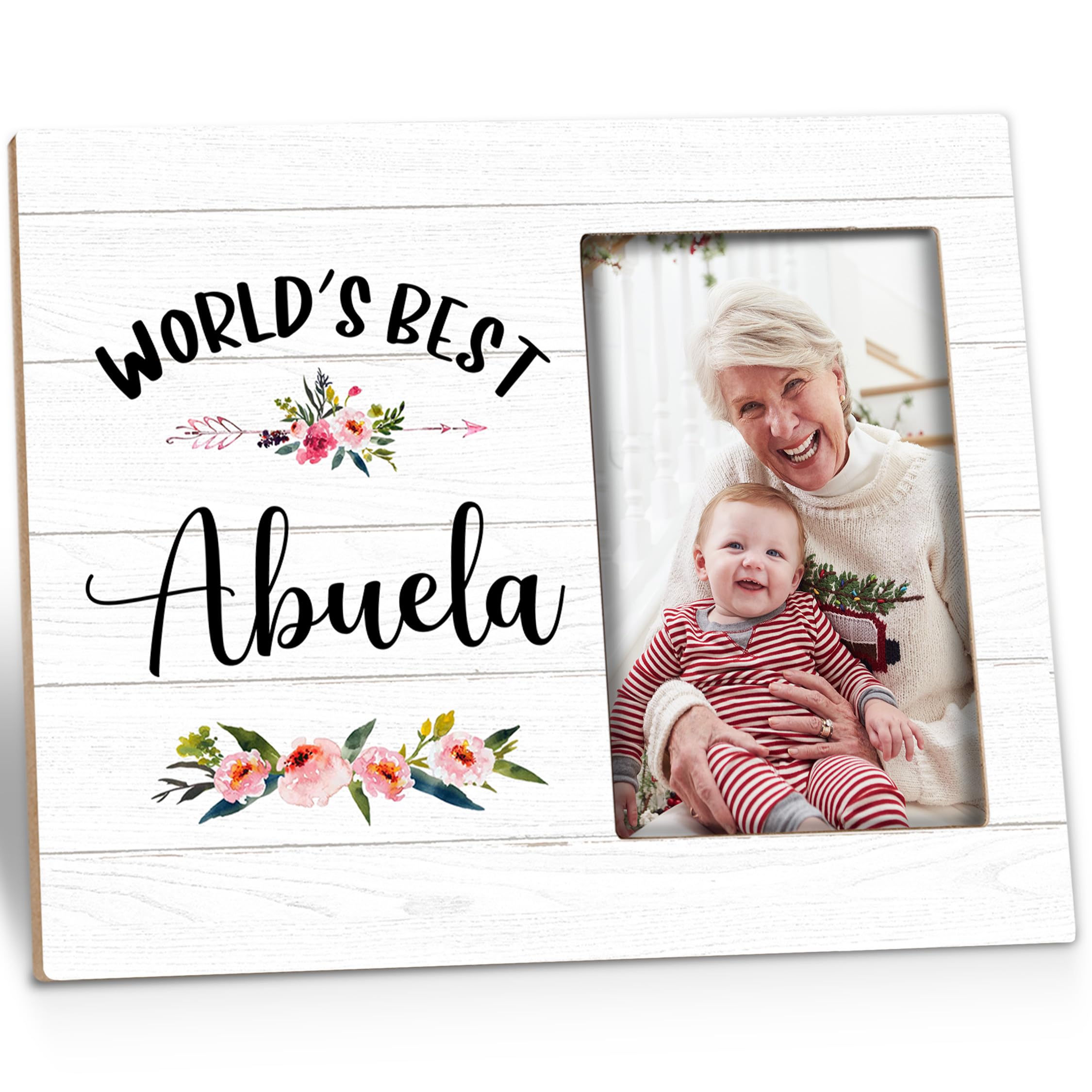 Kneaotoaji Abuela Picture Frame Gifts - Abuela Gifts, Gigi Mimi Nana Grandma Gifts for Christmas Mothers Day, World's Best Abuela Grandma Wooden Frame for Tabletop or Wall Hanging 4x6 Photo