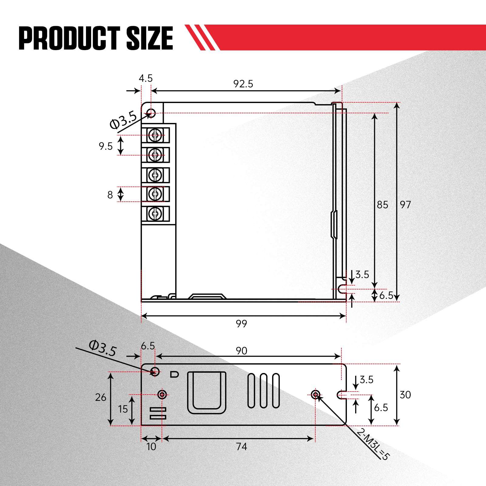 CNCTOPBAOS 75W 24V DC Switching Power Supply 3.2A,AC 100-240V to DC 24V Converter,Regulated Voltage Transformer Adapter for LED Light CCTV DDCSV3.1 V4.1 Expert Controller Servo Motor 3D Printer Robert 6