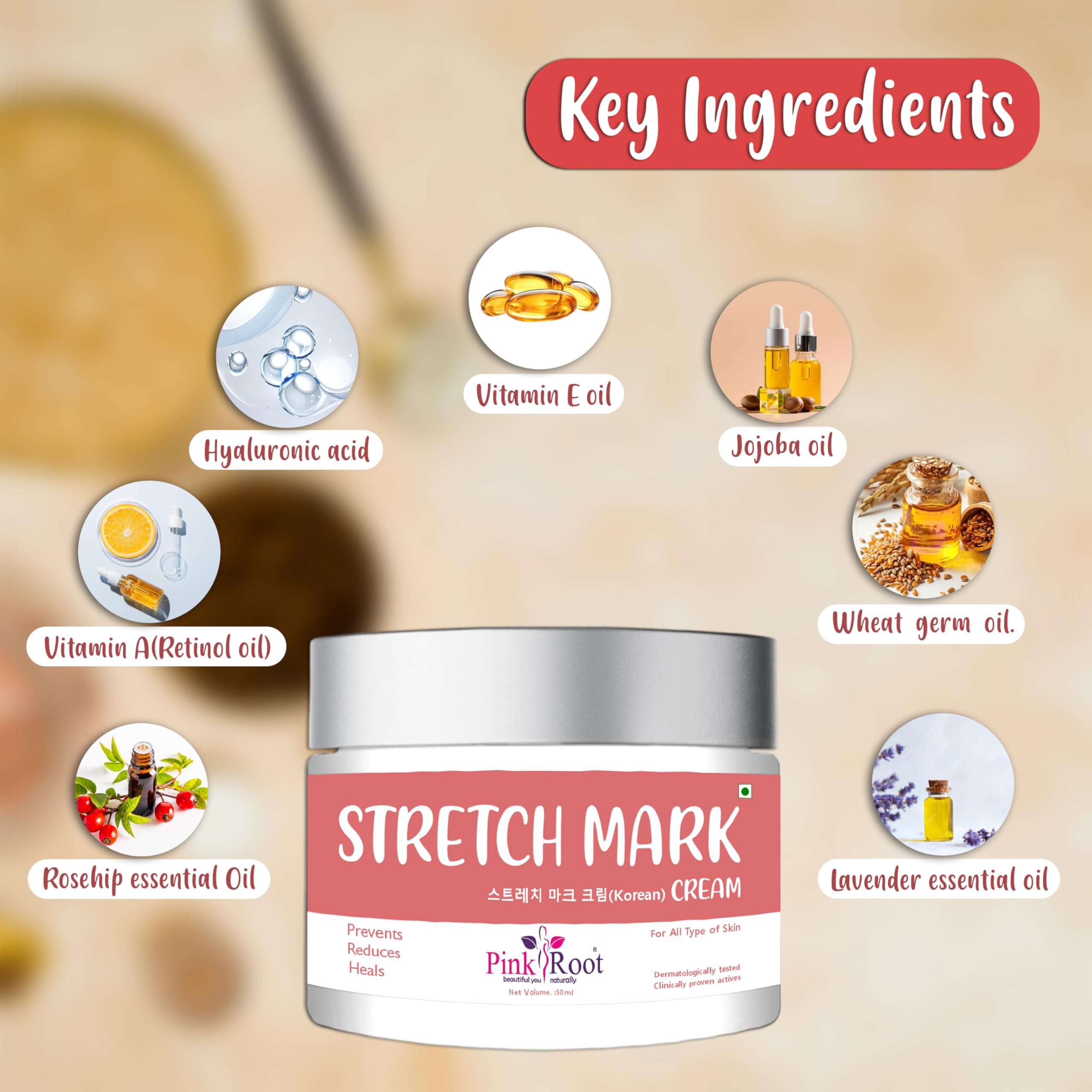 Pink Root Stretch Mark Cream 50ml - Reduce Appearance of Stretch Marks Over Time & Reduces Redness 4