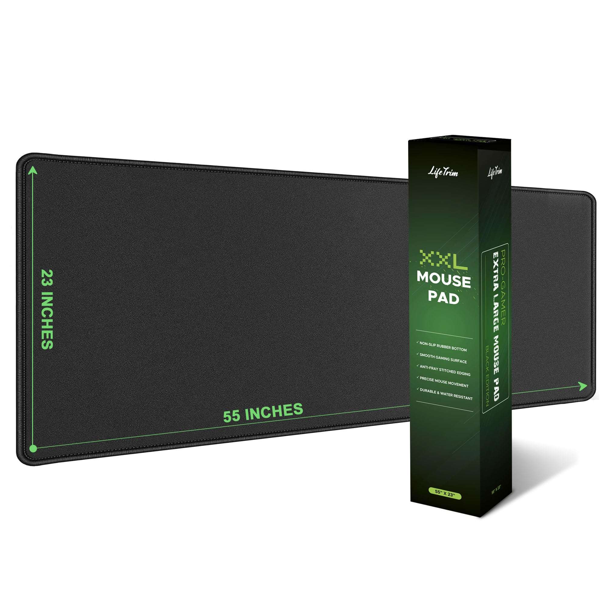 LifeTrim 55” x 23” XXL Mouse Pad Gaming 5mm Thick Extended Keyboard Mat Full Desk Cover Pad XXL Mat Giant Extra Large Gaming Mouse Pad XXXL Mousepad Black Large Desk Mats Deskpad 1