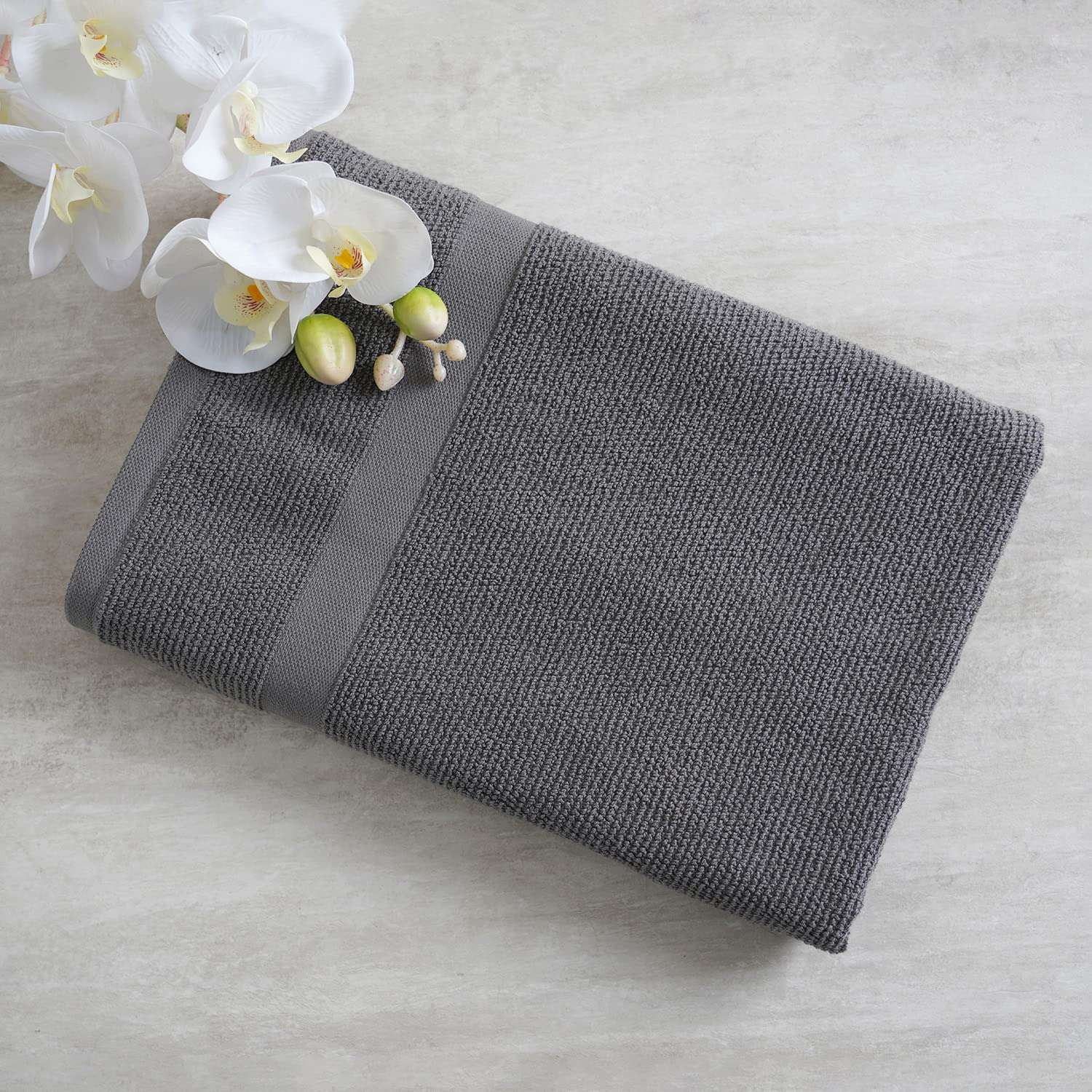 Pure Home and Living, Cotton Bath Towel, Super Absorbent, 600 GSM, Ultra Soft, 100% Cotton, (70x150 cm, Grey) 3