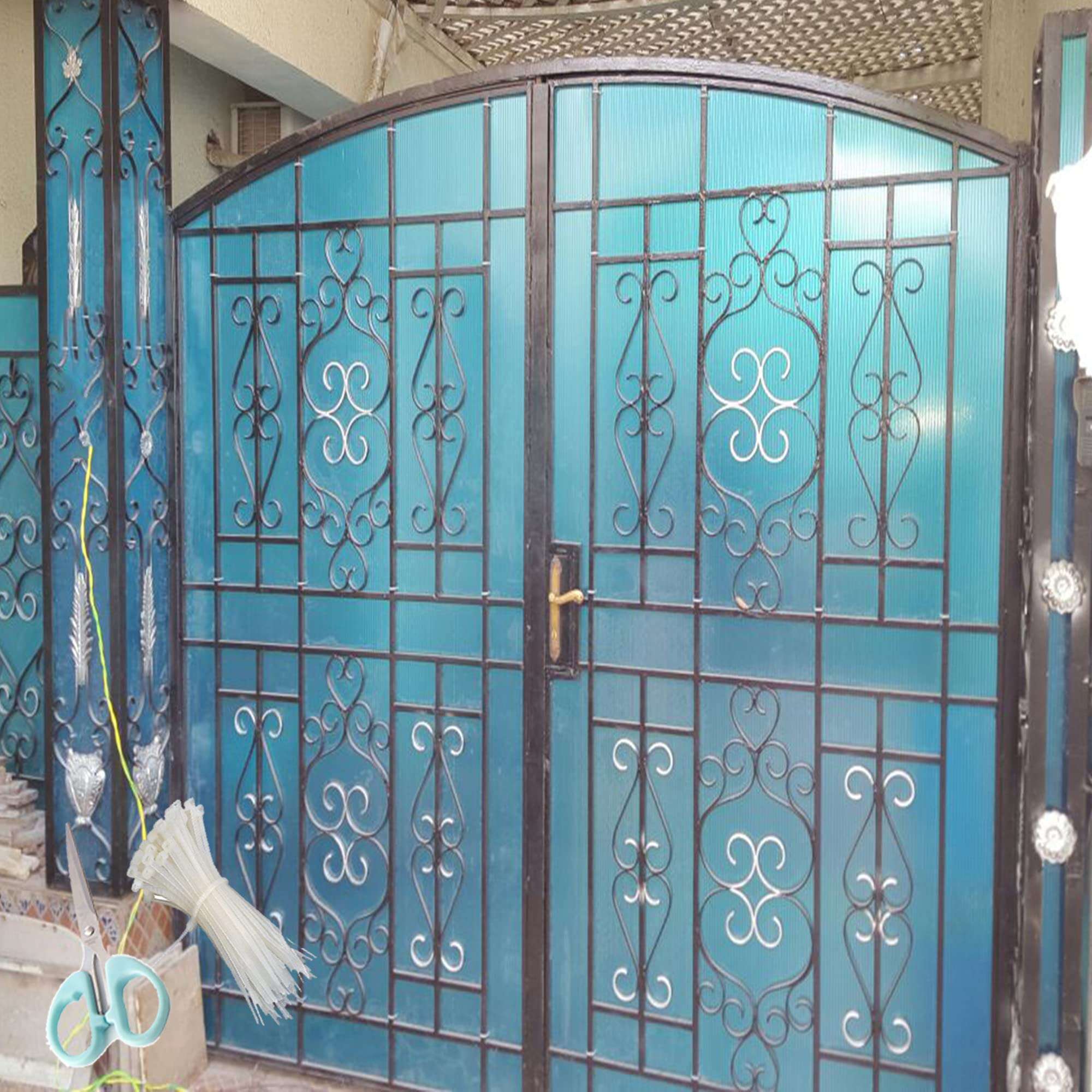 TAVASYA UV Resistant 3 X 5 Feet PVC Gate Sheet_Grill Sheet_Gate Covering Sheet_Balcony Saftey Sheet_Privacy Sheet_Blue Color_with 1 Scissor_50 Tags TVSGS1