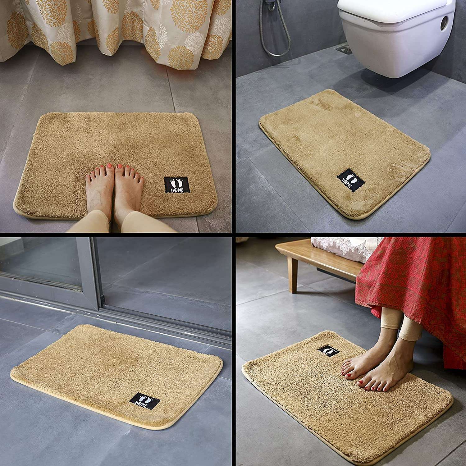 BluBasket Anti-Slip Bath Mat, Bathroom Rug, Floor mat Suitable for Kitchen, Bedroom and Bathroom, Water Absorbent,Machine Washable (Camel)(40 x 60 cm) 3