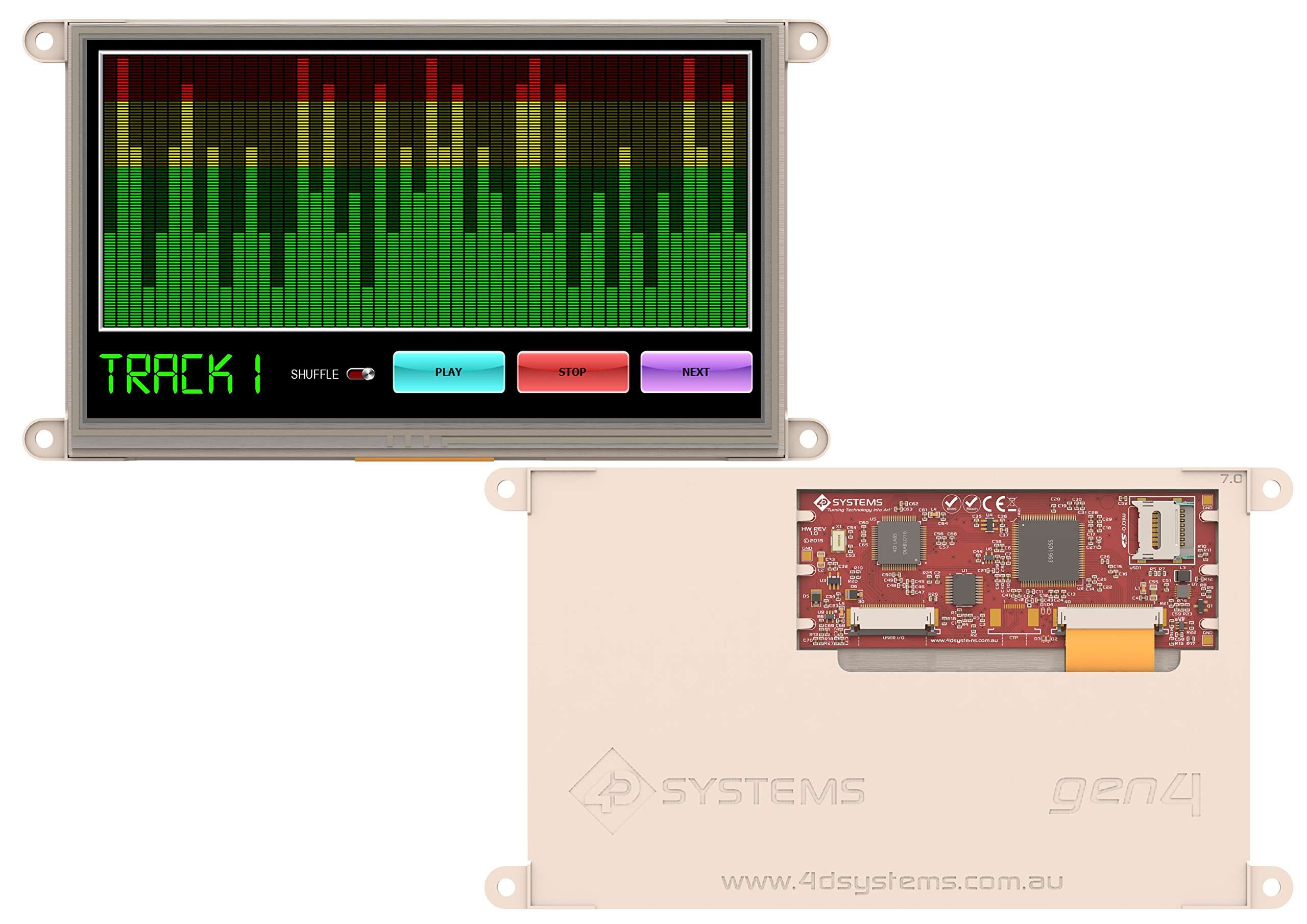 4D Systems, Starter Kit for gen4-uLCD-70DT with uSD-4GB, gen4-IB, gen4-PA, 150mm FFC Cable and 5-Way Cable 3