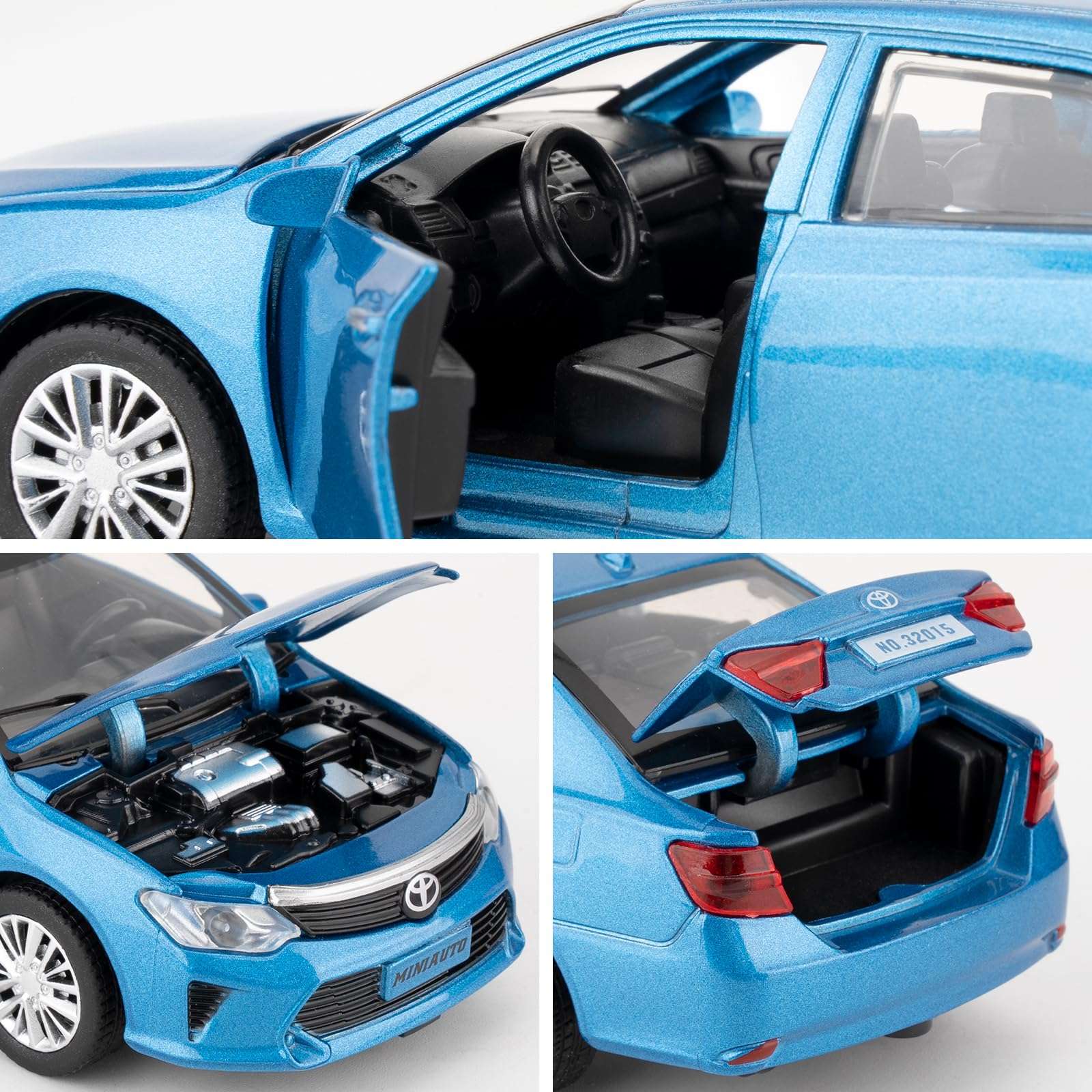WAKAKAC Toy Car Compatible for 1：32 Camry Model Car, Pull Back Diecast Collectible Car with Sounds＆Lights for Kids Boys Girls and Adults, Gift Blue 5