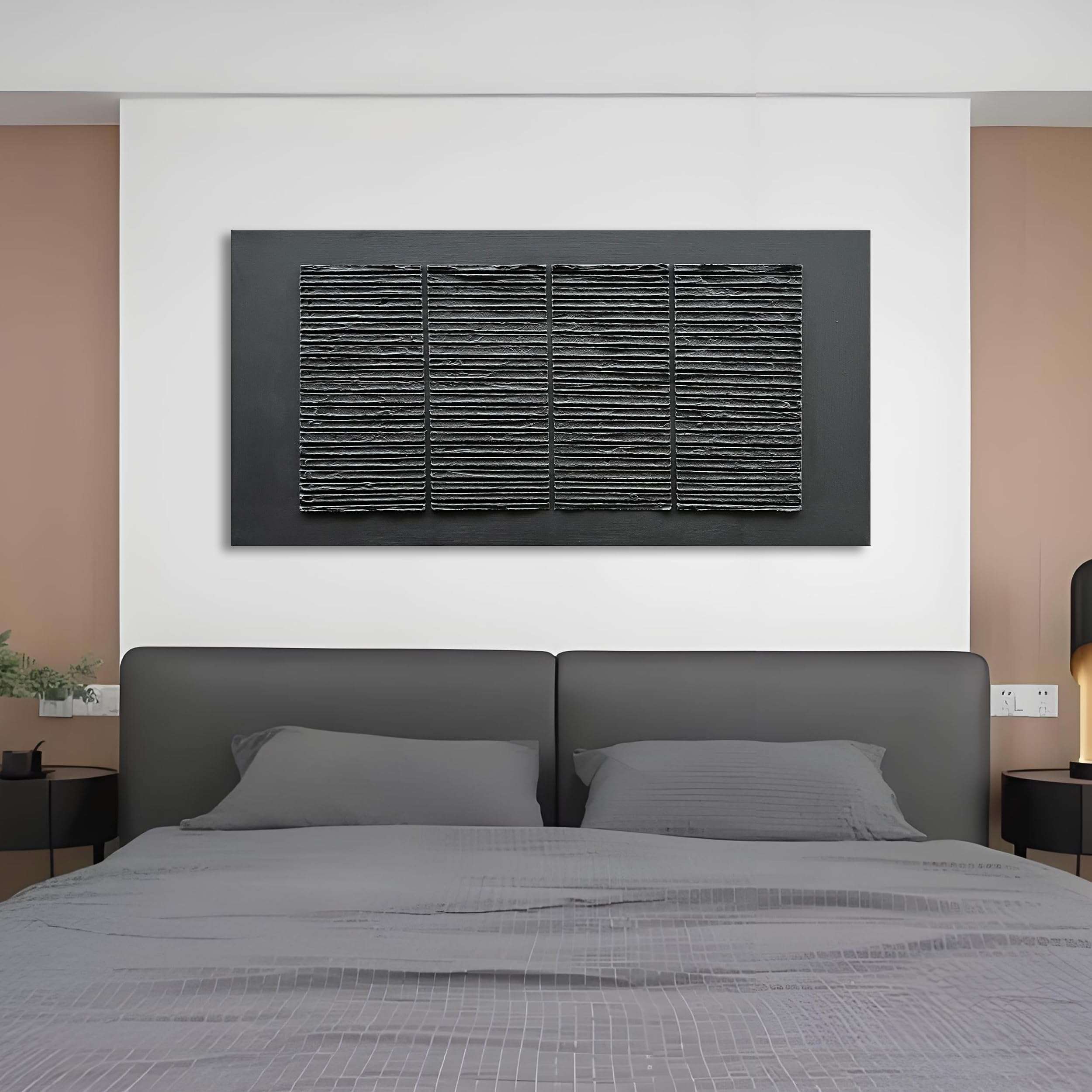 Epicler art Hand-Painted Black Abstract Wall Decorative Oil Painting Thick Texture Minimalist Art Large Home Wall Decorative Painting 30x60 inches 6