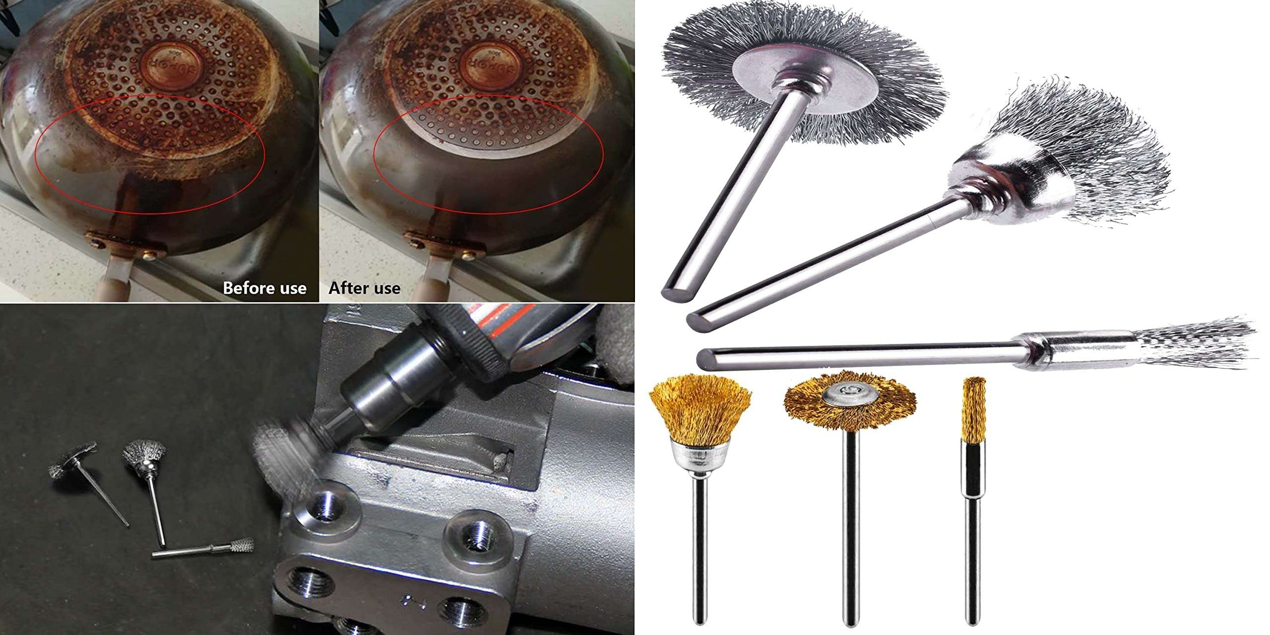 DIY Crafts Wire Brush with Carb Cleaner Set, Metal Wire Brush Set for Car Detailing Cleaning Brass Brush Steel Brush Brush Tool Kits (Multi Colour, 24) 4