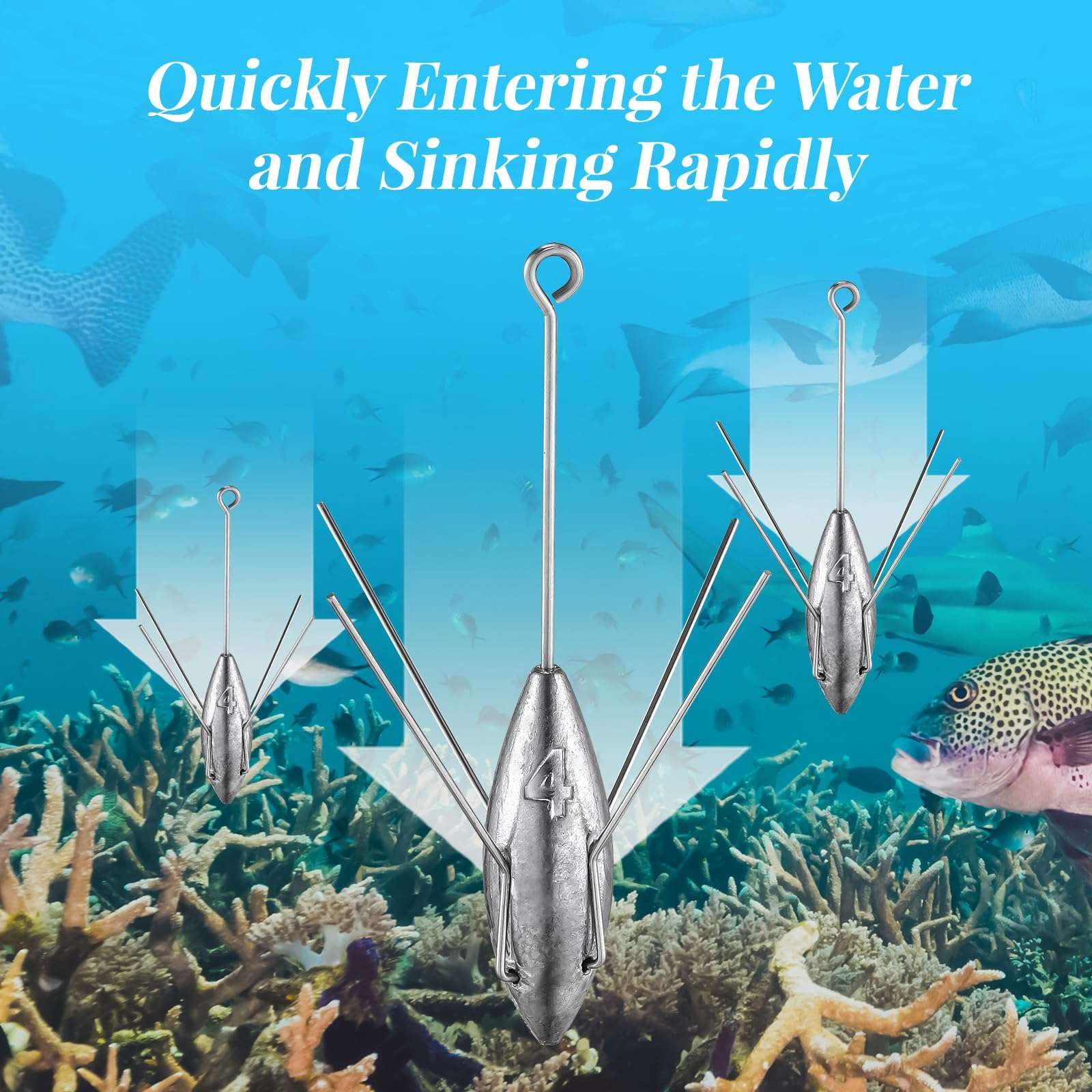 5 Pcs Sputnik Sinker Fishing Weights 3 oz Surf Fishing for Ocean Sea Sand,Fishing Lead Weights with 4 Stainless Steel Claw Grips,Ideal for Beach and Sinkers Saltwater (3 oz 5pcs) 6