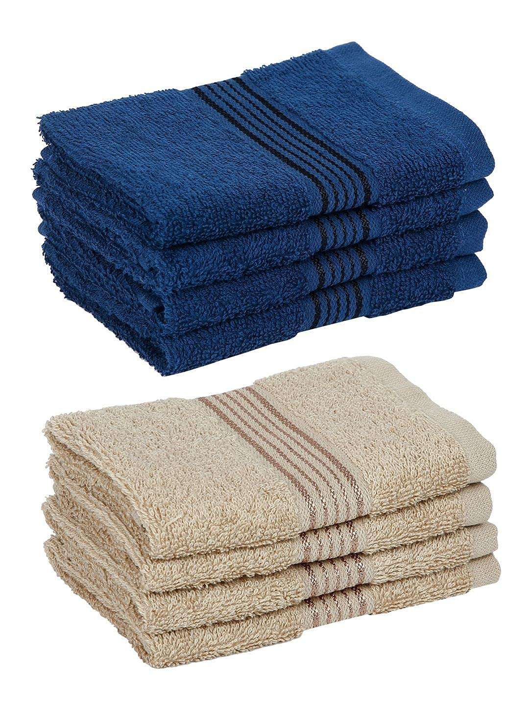 KOPA Quick Dry 100% Cotton Soft Terry Towel -8pc Face Towel (d'ross) - Super Absorbent, Lightweight, Odour Free - for Men, Women, Kids Solid-Multi 4