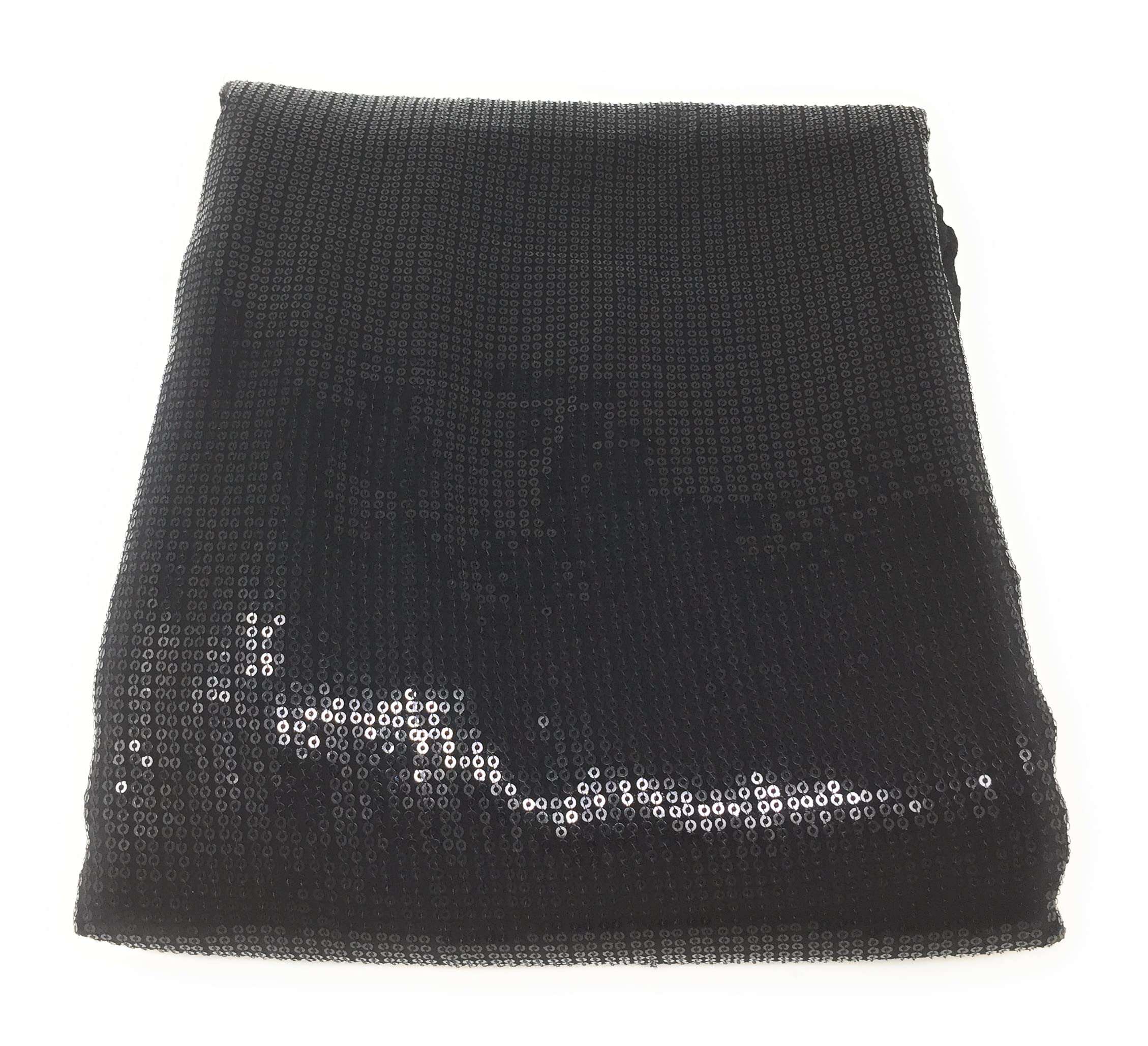 Inhika Womens Gold Sequins Fabric Material for Blouse,Kutri, Lehanga 1,1.25,2,2.5,3,5 (Gold,Black,Silver, Maroon, Red, Blue, Green,Wine) (1.25 Meter, Black) 1