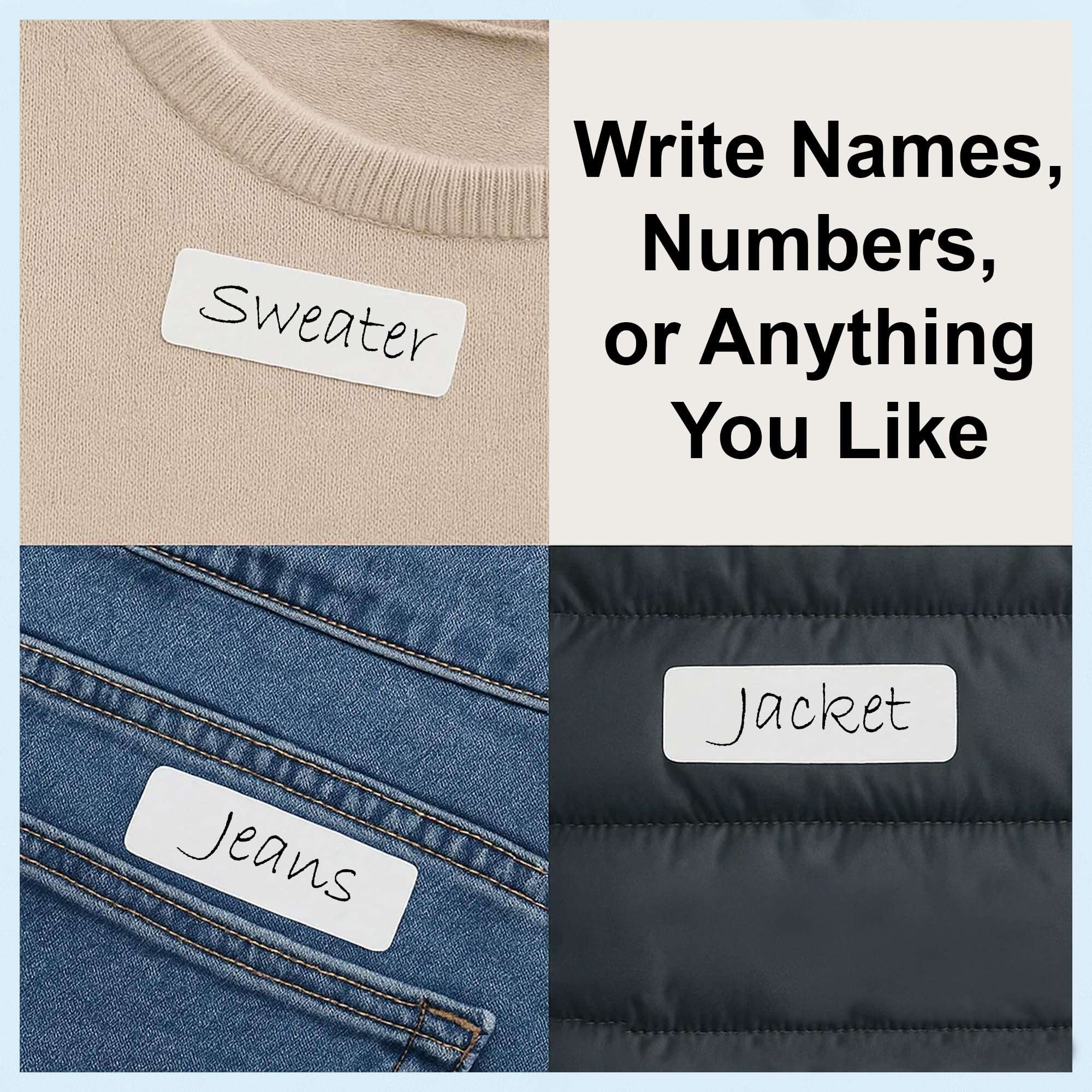 GLUN® Writeable Clothes Sticker, 108 Piece Pack, Durable Customised Clothing Labels, Stick The Label and Iron, 108 Labels 5