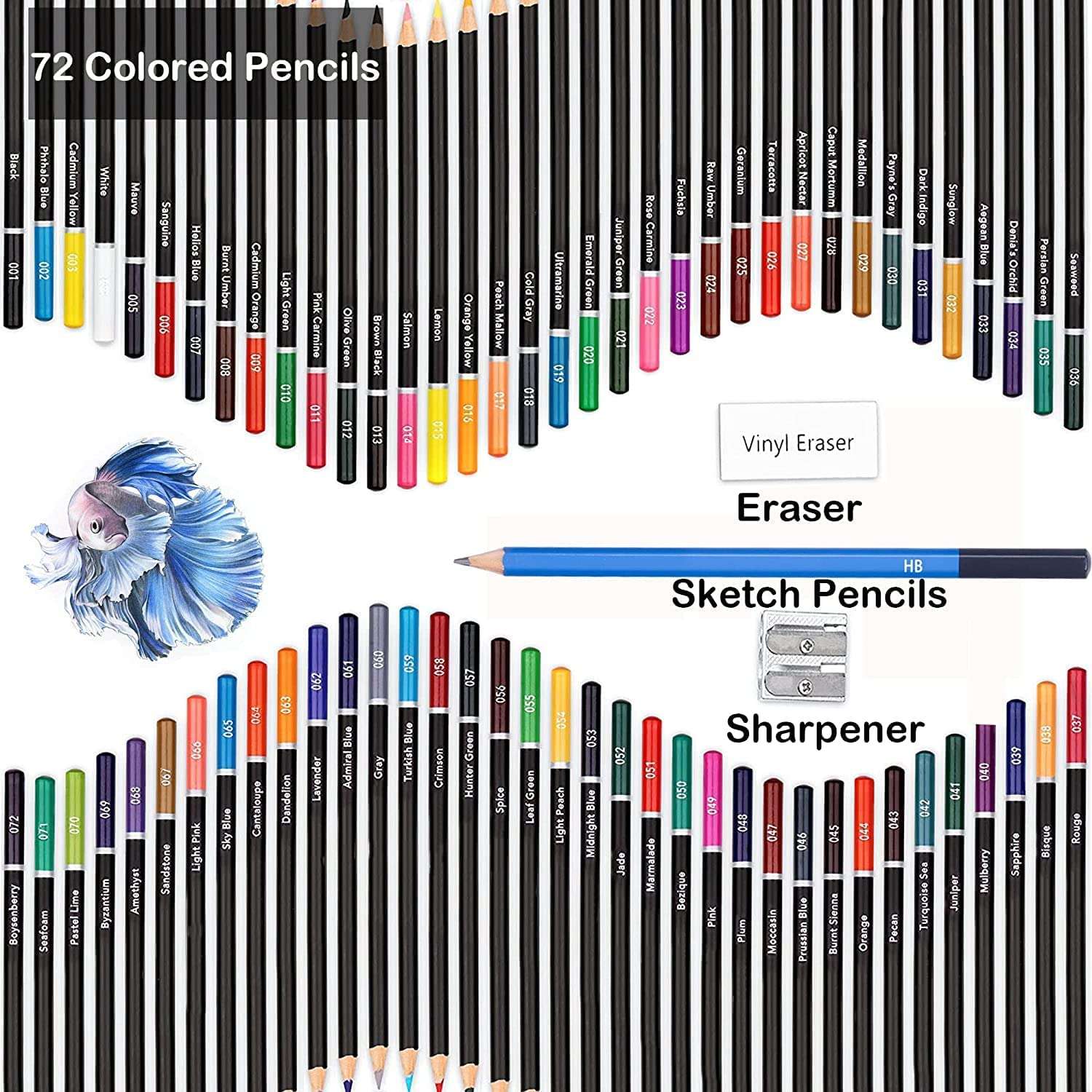 Eduwation 145 Pcs Coloured Pencils Set, Drawing Pencils & Sketching Kit with Graphite, Metallic Color, Water-Soluble Color Pencils for smudge free look (Round pencil color set, 74) 3