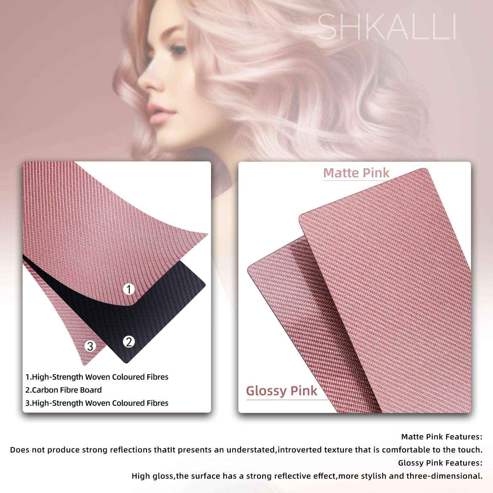 Professional Carbon Fibre Balayage Board, Ultra-Lightweight Hair Coloring Board for Hair stylists (Matte Pink D) 5