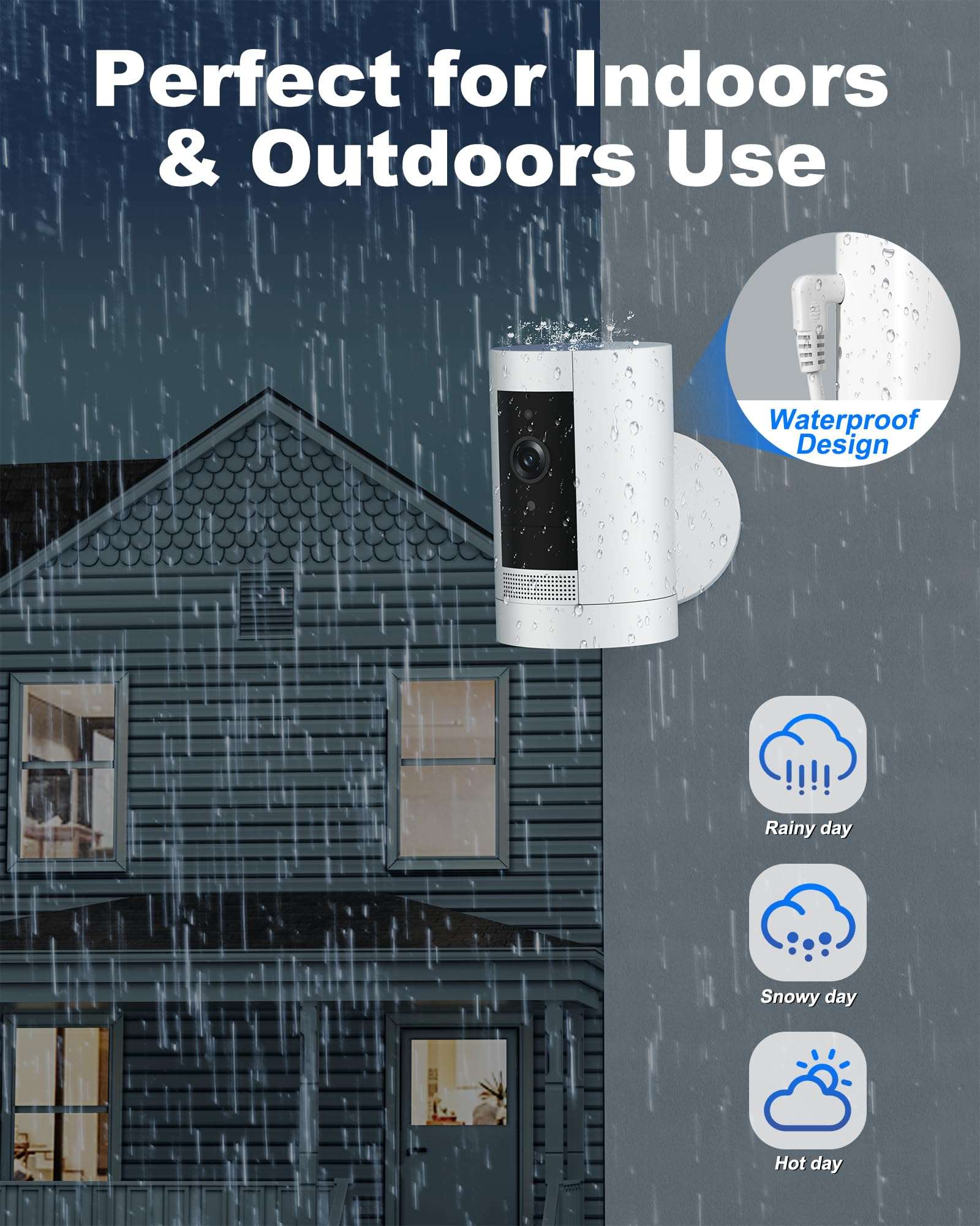 WUKUR 2 Pack Power Adapter Compatible with Ring Stick Up Cam Battery/Plug-in 3rd Gen/2nd Gen & Ring Pan Tilt Stick Up Camera, Indoor/Outdoor Charger Weatherproof Power Cord, 4M/13.1Ft Long 6