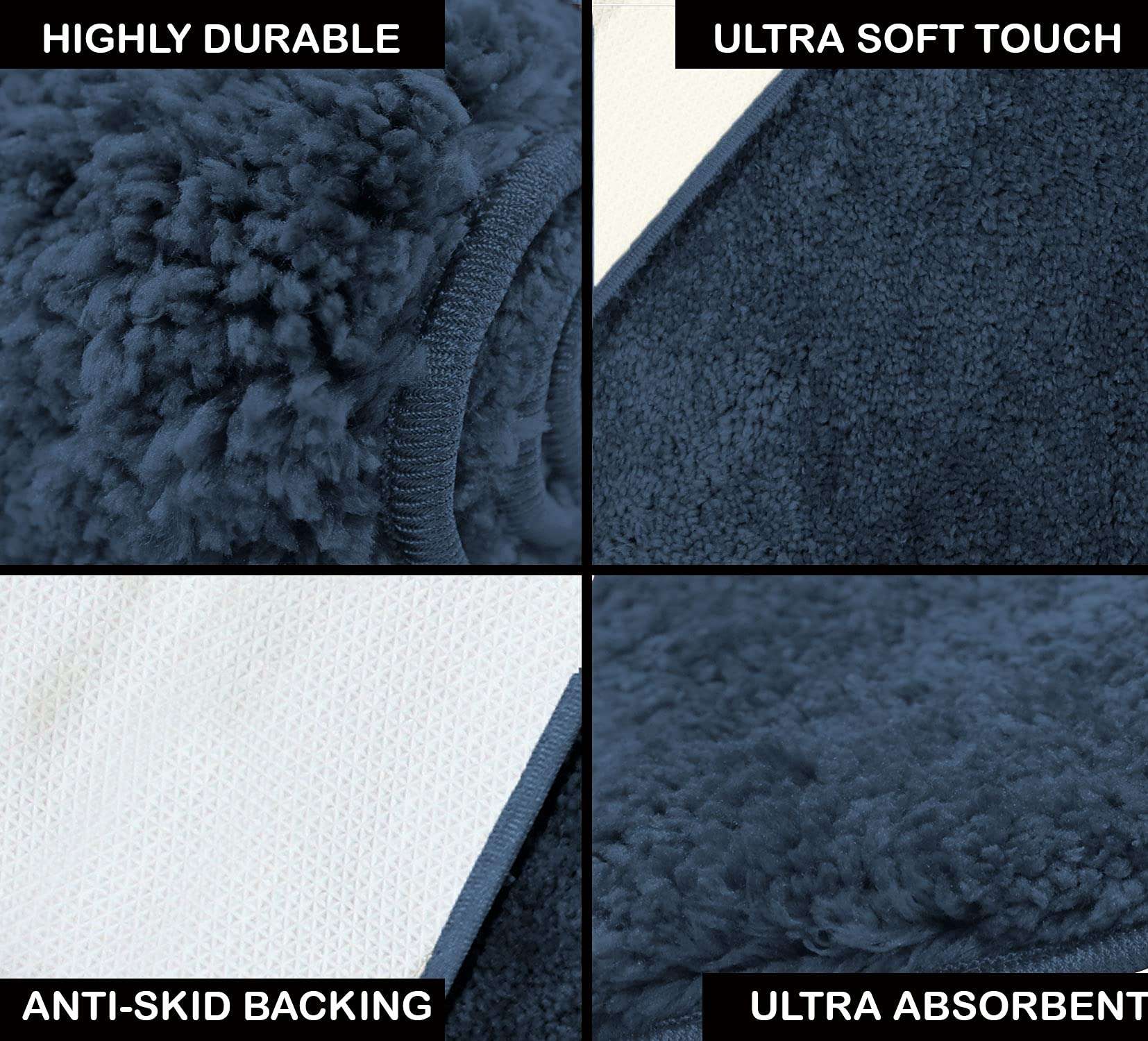 Luxe Home Bathmat 2500 GSM Microfiber Anti Skid Slip Water Absorbent Machine Washable and Quick Dry Newman Mats for Bathroom, Kitchen, Entrance ( Navy Blue , 45cm x 75cm , Pack of 1 ) 5