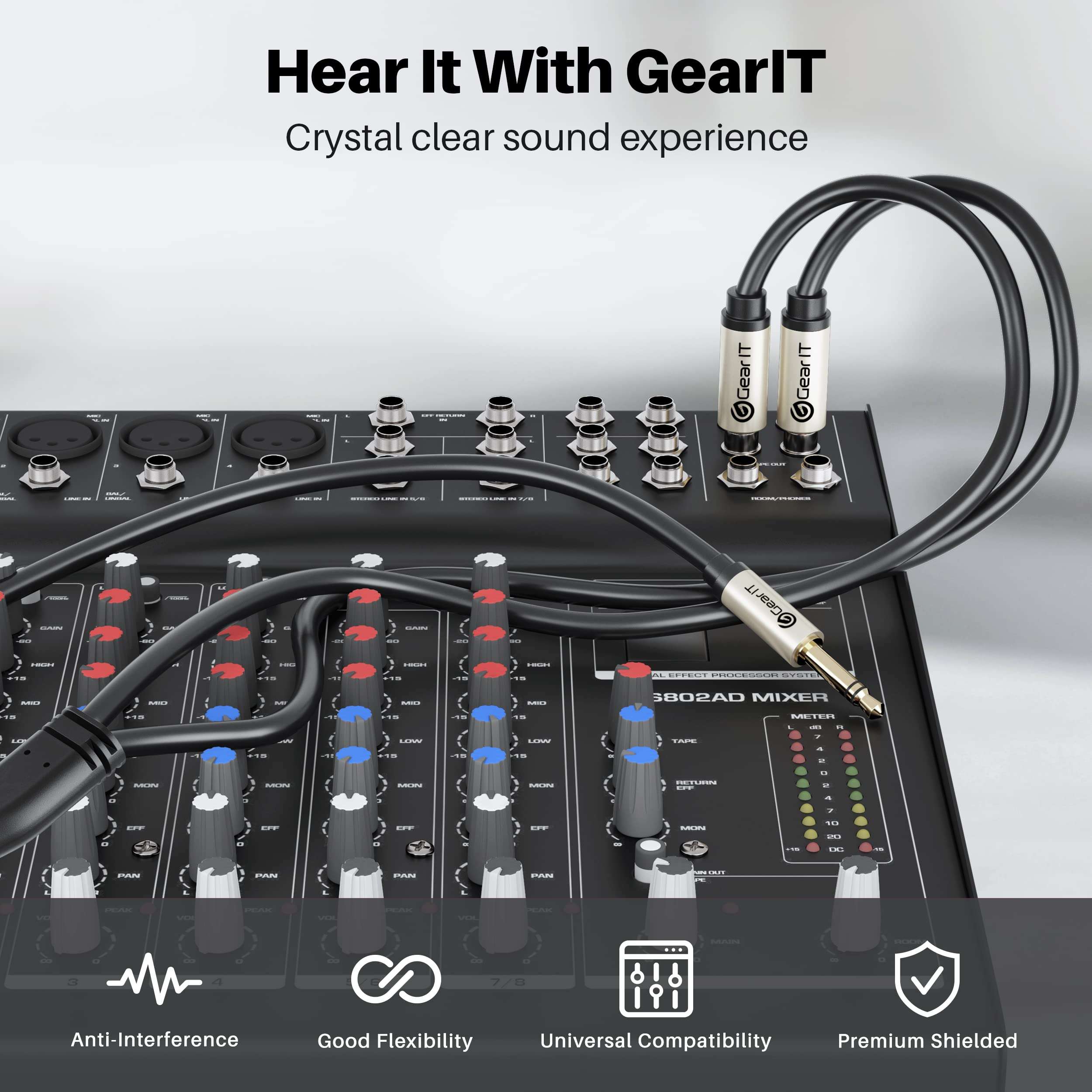 GEARit (2-Pack Dual 1/4 to 1/8 inch (3.5mm Male to 6.35mm TS Mono Stereo Y-Cable Splitter) 6 Feet 6