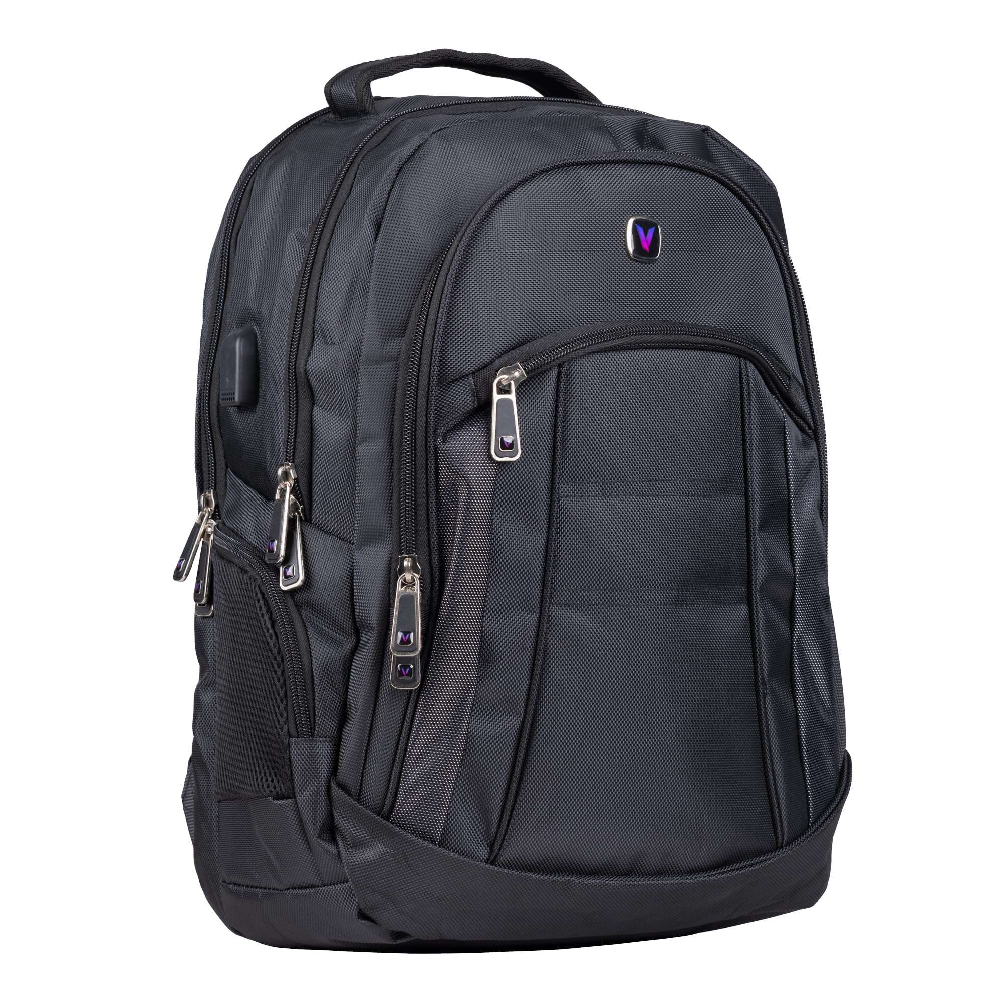 Velztorm 1680D Polyester Black Backpack with USB Charging Station - JS230863, Spacious Interior, Multiple Compartments, Compact and Lightweight, Fits up to 16" laptop 4