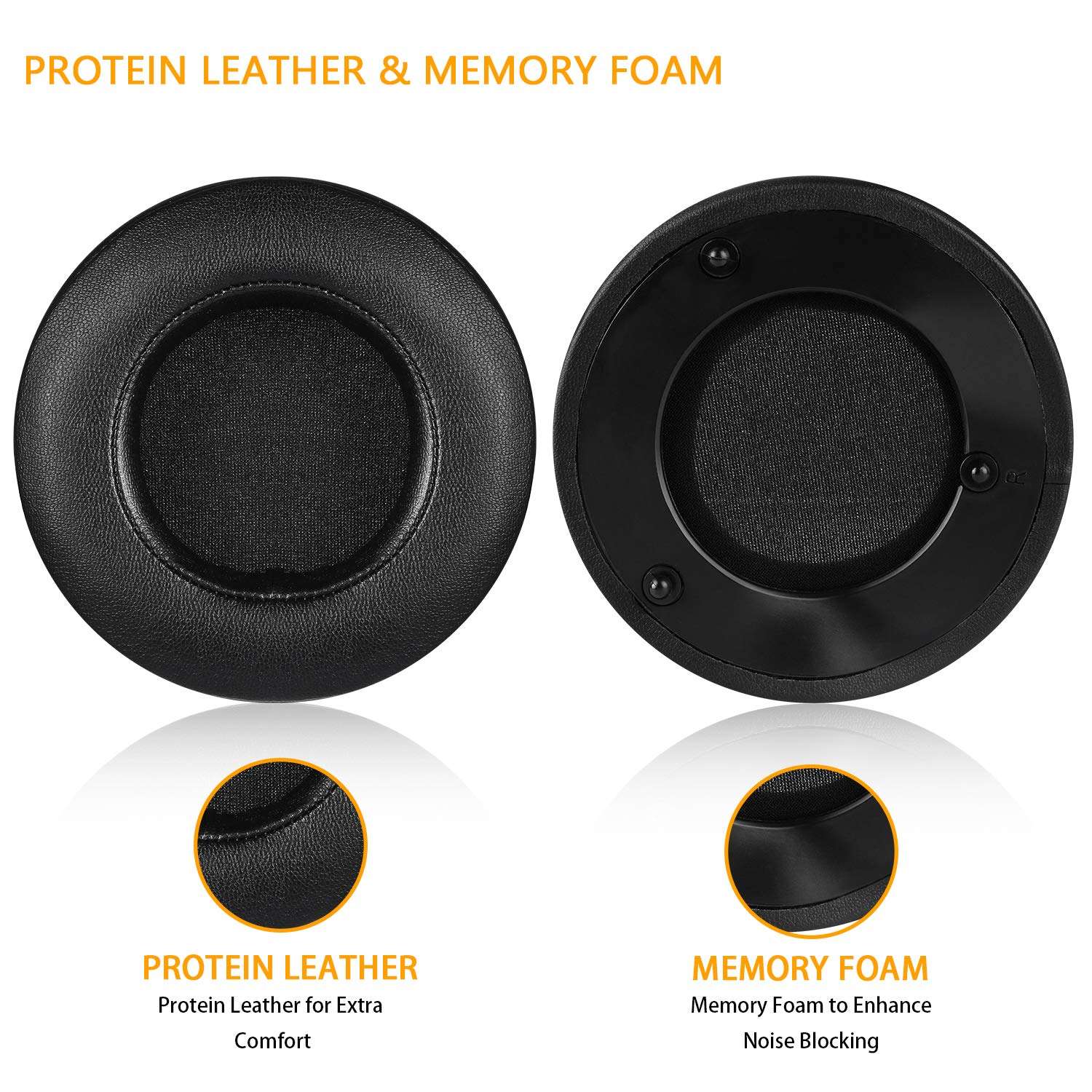 ManO'War Earpads, JARMOR Replacement Memory Foam Ear Cushion Kit Pad Cover for Razer Razer ManO'War Headphone ONLY (Black) 3