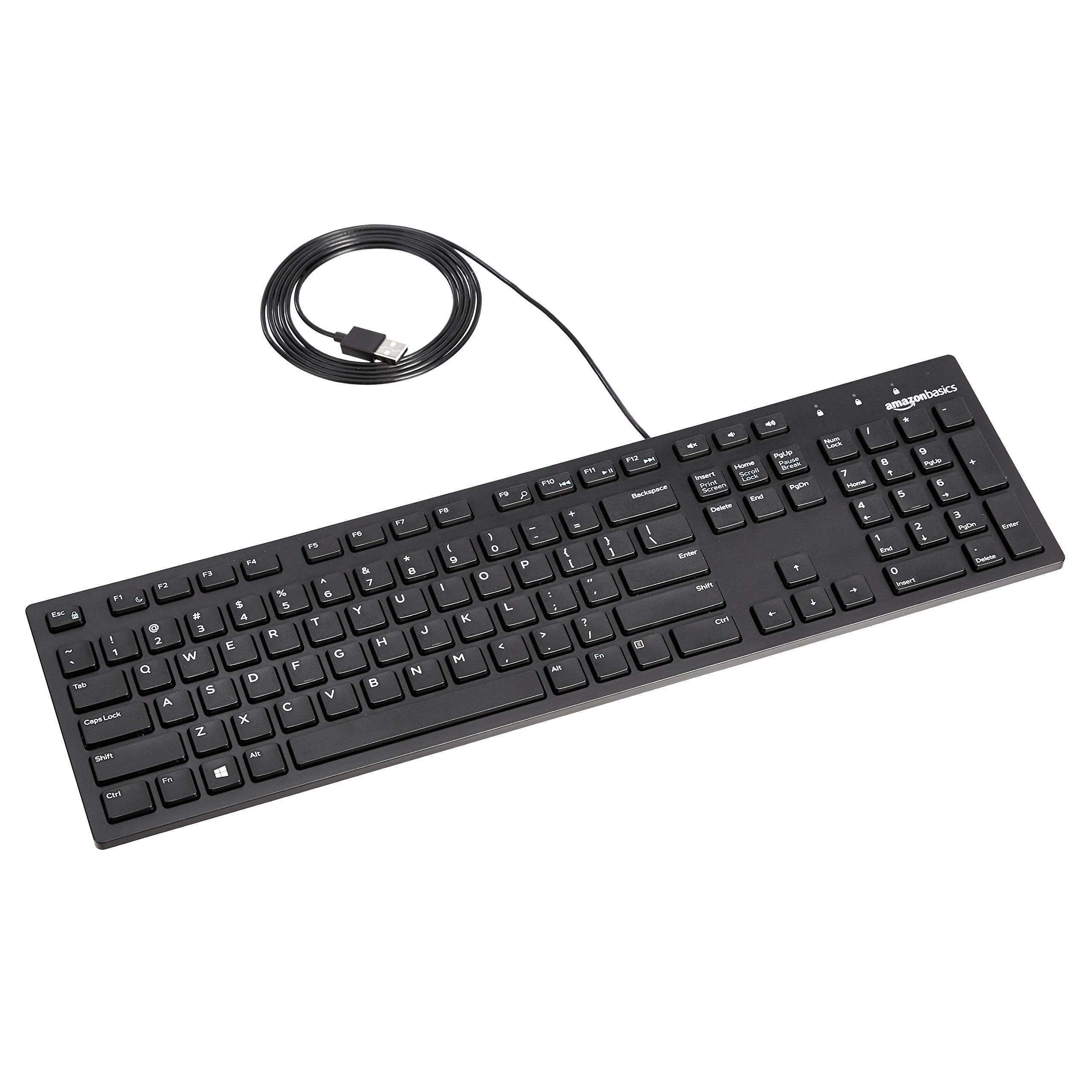 Amazon Basics Matte Black Wired Keyboard, US QWERTY Layout, 10 Pack one Carton 1