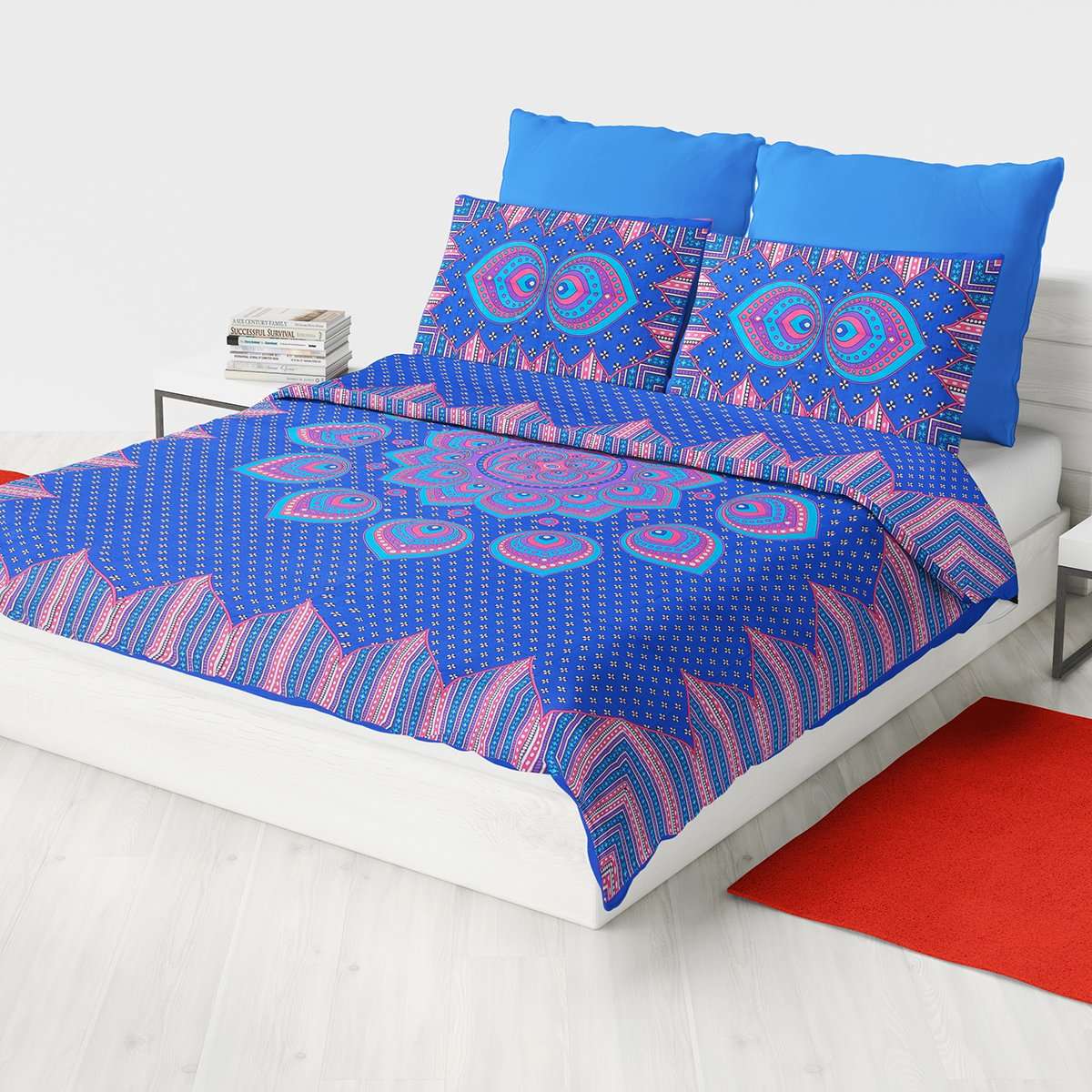 Ubania Collection Jaipur Prints Rajasthani Bedsheet Offer 100% Cotton Comfort Rajasthani Jaipuri Traditional 1 Double Bedsheets with 2 Pillow Cover 1