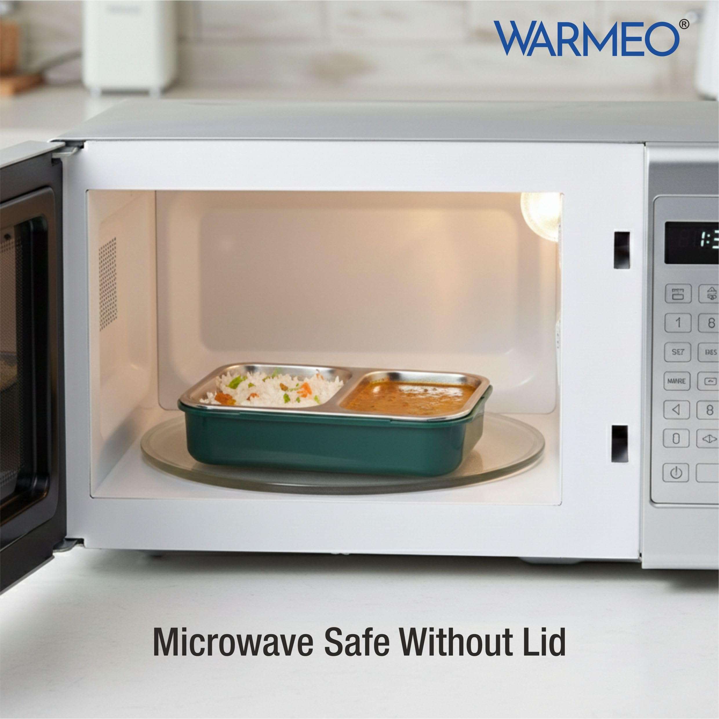 WARMEO BENTO Microwave-Safe Stainless Steel Lunchbox with 2 compartments,bpa Free,Perfect for Office, School, Travelling,750ml-Green 4