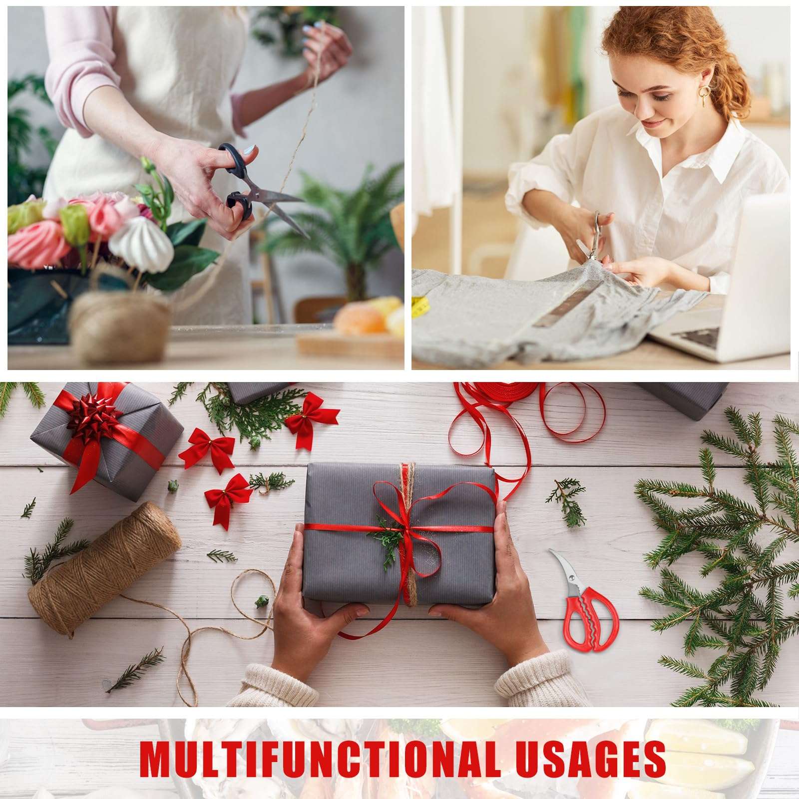 Gisafai 30 Pcs Kitchen Seafood Scissors for Crab Bulk, Red Leg Scissors Multifunctional Stainless Steel Shears Crab Leg Crackers Fish Crab Shrimp Lobster Scissors for Kitchen Seafood Peeling Tools 3