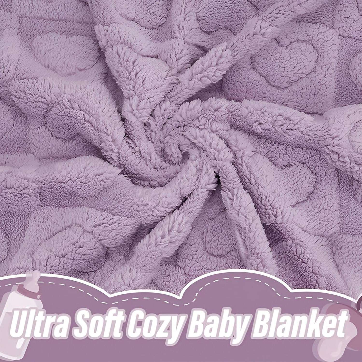 SYGA Fleece Baby Blanket Ultra Soft Heart Chex Design, Cozy Fluffy Polyester Blanket for Newborn Infant Toddler, Crib & Stroller Use 30 x 40 inch (Purple) 6