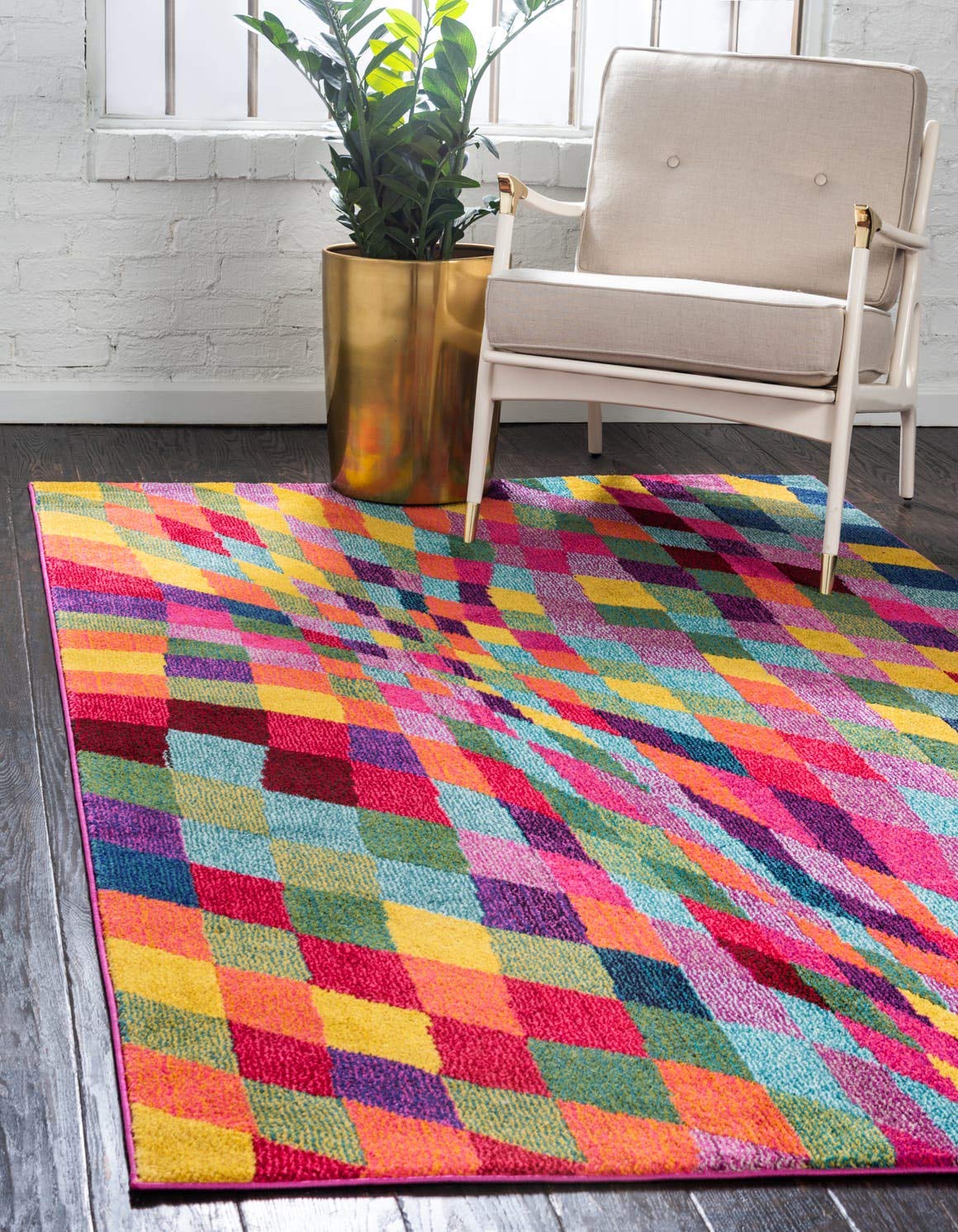 Unique Loom Estrella Collection Geometric, Abstract, Colorful, Modern, Eclectic Area Rug, 3 ft 3 in x 5 ft 3 in, Multi/Pink