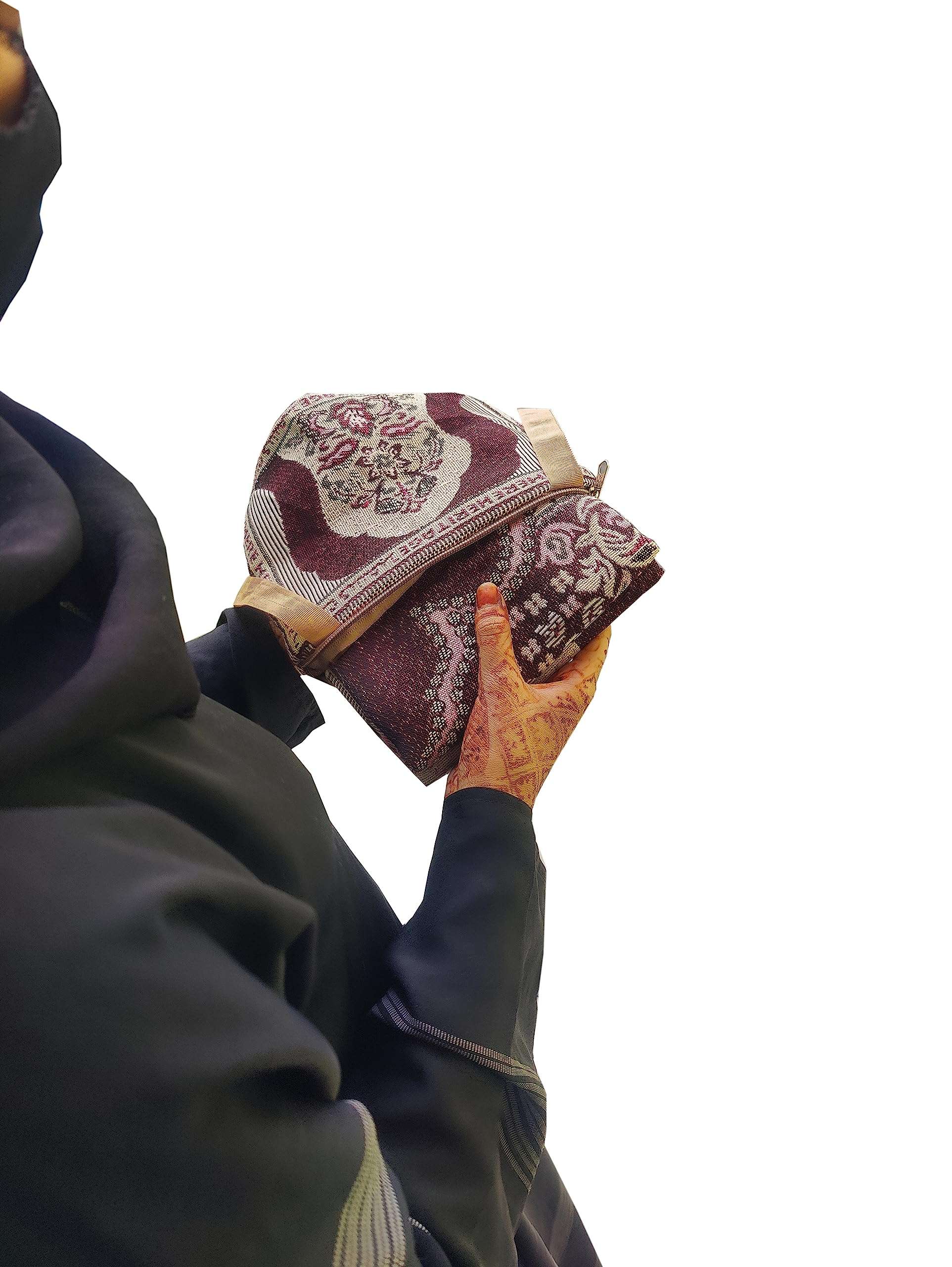 SHAARISH Travel Prayer Mat Cotton with Carry Bag, Safri Janamaz, Pocket Friendly Prayer Mat RED Colour 5