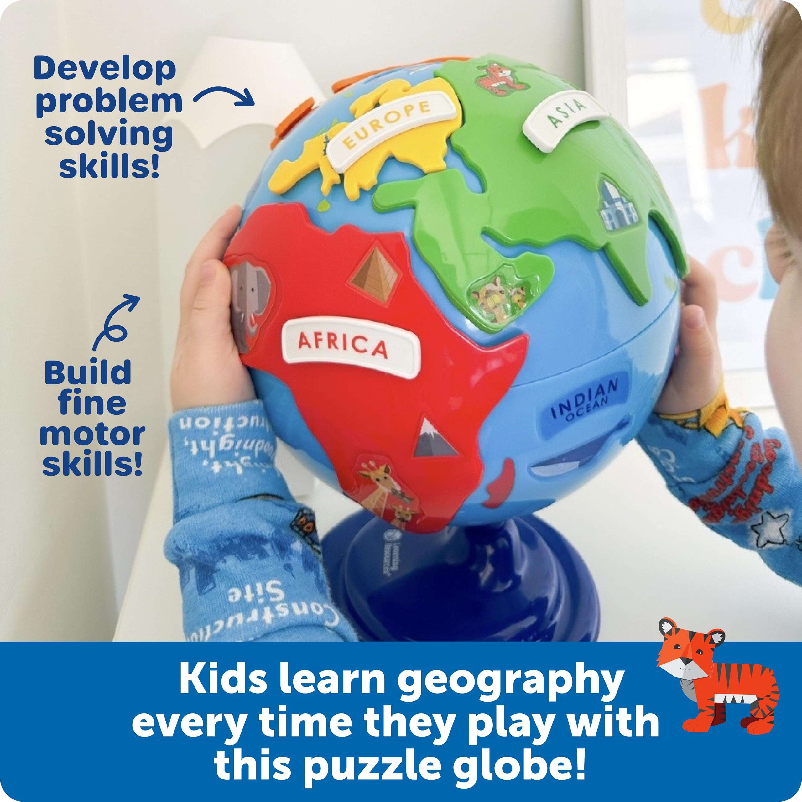 Learning Resources Puzzle Globe - Earth Montessori Toys, Preschool Classroom Must Haves, STEM World Puzzles , Educational Geography Games, Fine Motor Skills, Gifts for Boys and Girls 3
