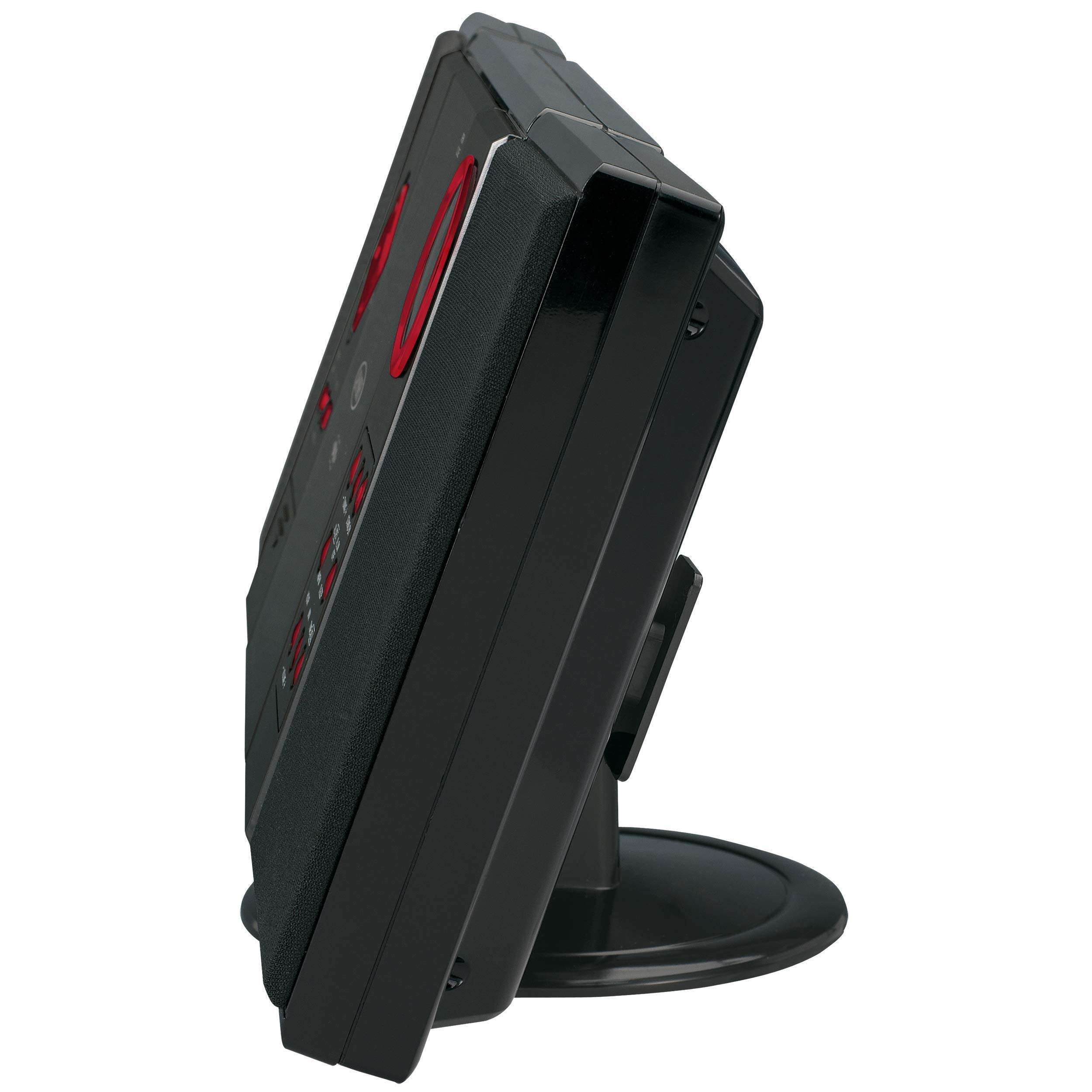 Jensen Modern Black Series JMC-180 Red Wall Mountable Vertical Loading CD Music System, Digital AM/FM Stereo with Speakers, Aux-in, & Headphone Jack Remote Control (Red) 5