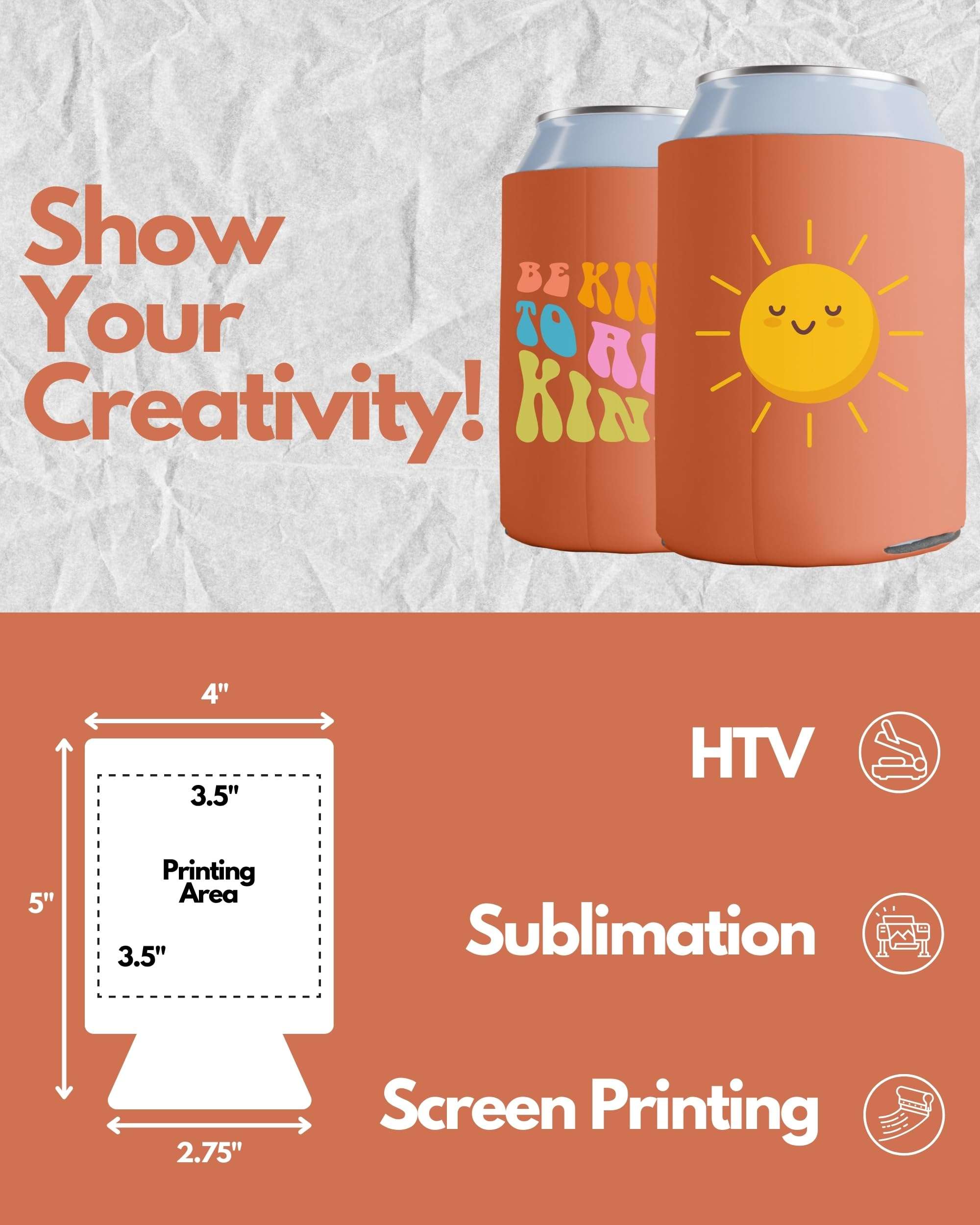 PartyPrints 200 Pack Orange Blank Can Cooler Sleeves, Customizable Bulk Sublimation Insulated Foam for Beer, Collapsible Plain Drink Holder, Cold Soda Insulator, 12oz Regular, 16oz Tall Cans 3