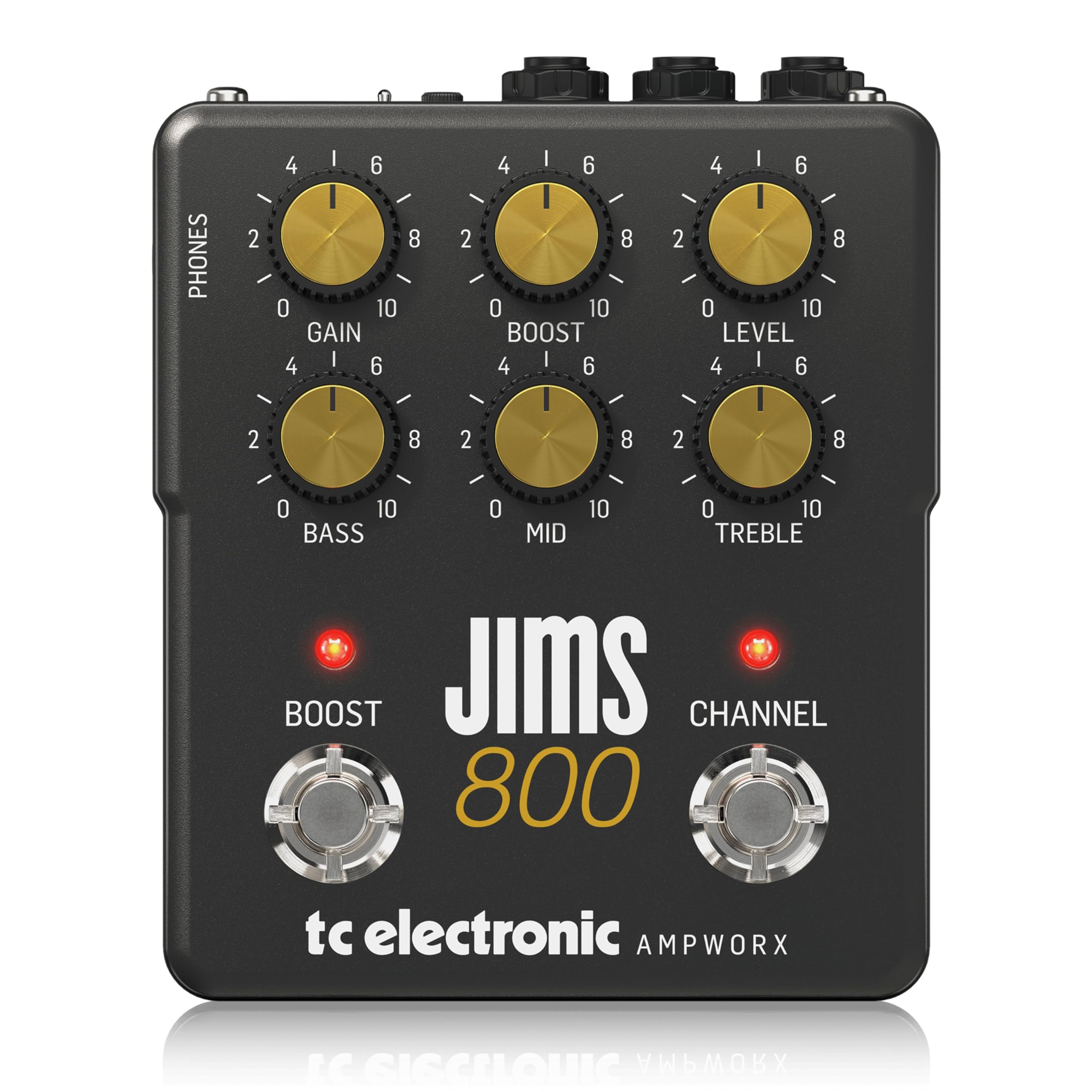TC Electronic JIMS 800 PREAMP Guitar Pedal | Twin-Channel Guitar Preamp with Independent Channel Controls, Pre/Post Boost & Dedicated Outputs for DI and Headphones