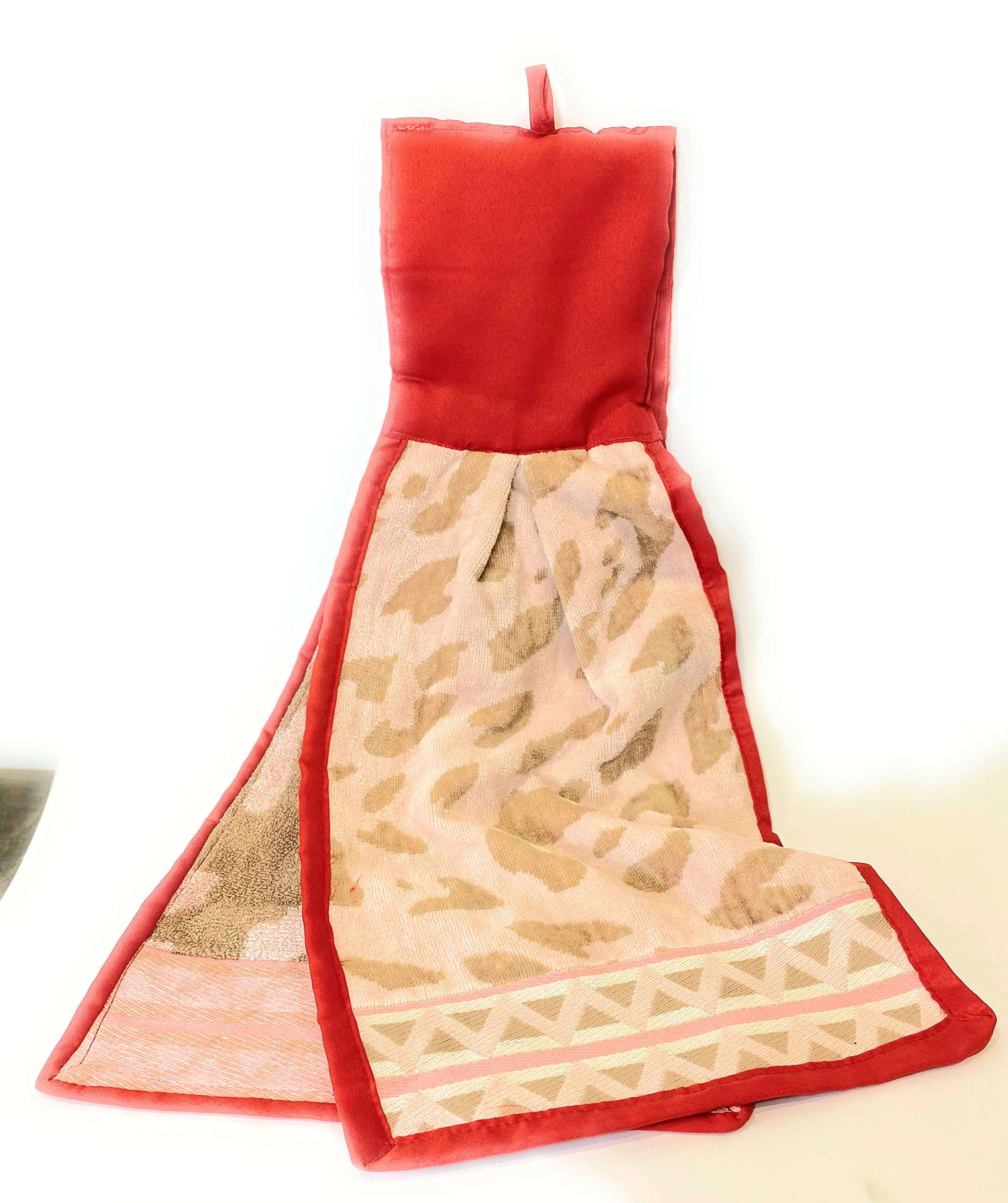 Easy by Nature Hanging Cotton Double Sided Washbasin NapkinHand Towel for Kitchen and Bathroom Red Colour Set of 2 1