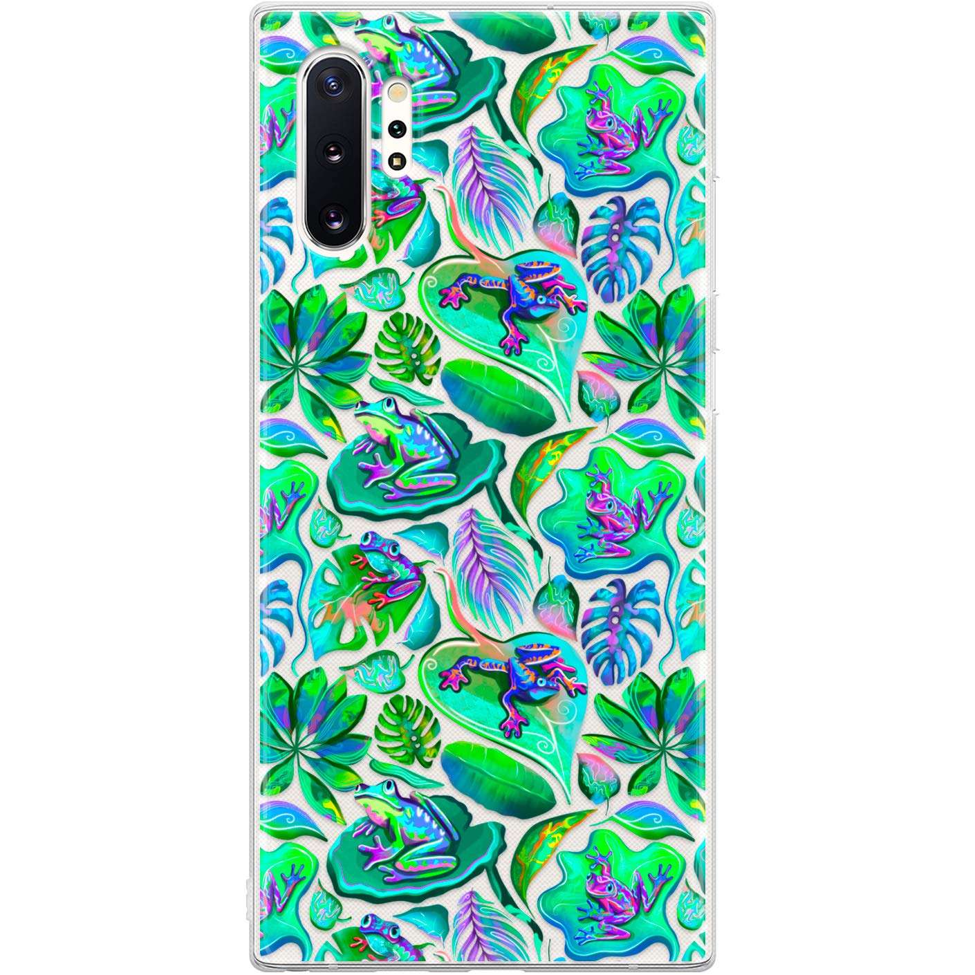 Lex Altern TPU Case Compatible with Samsung Galaxy A72 A71 5G A70 A51 A50 A20 A11 A01 Protective Print Slim Lightweight Flexible Clear Trippy Tropical Frogs Green Leaves Cover Hawaiian Soft phh525 3