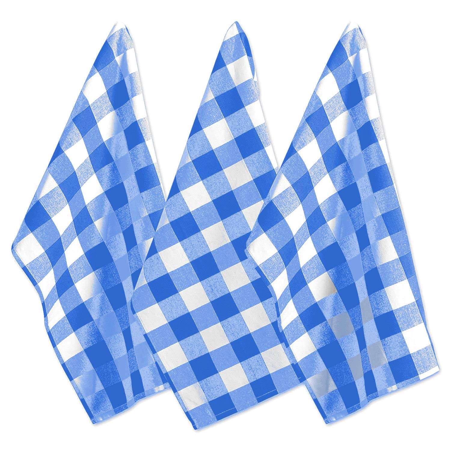 Bird Wing Cotton Buffalo Check Plaid Dish Towels, 20x30 Set of 3, Monogrammable Oversized Kitchen Towels for Drying, Cleaning Cooking, Baking (Blue and White) 1