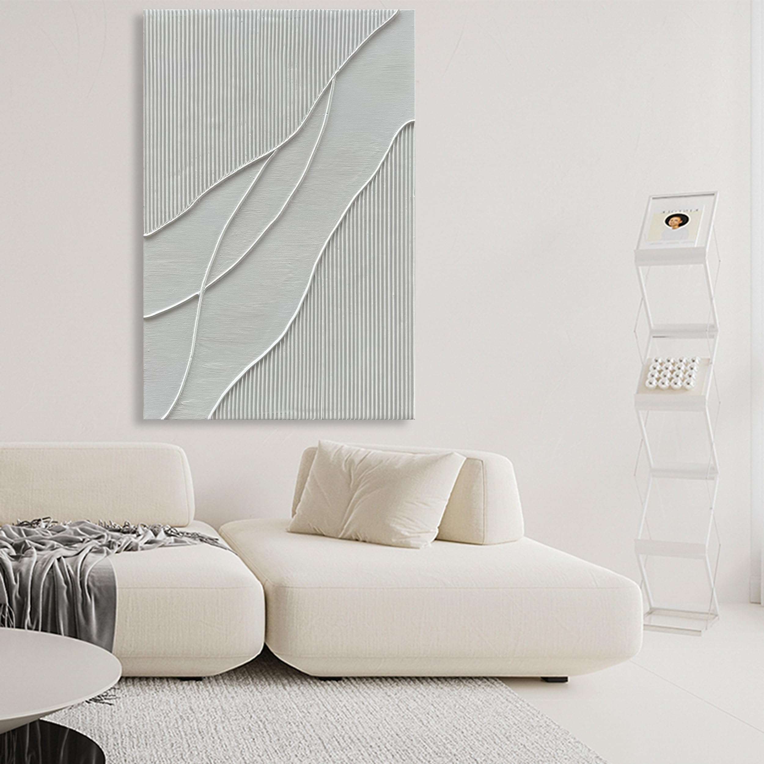NANKAI Art Hand-Painted Thick Texture White Minimalist Oil Painting 45x30 inch Large Home Wall Decorative Art Oil Painting 5