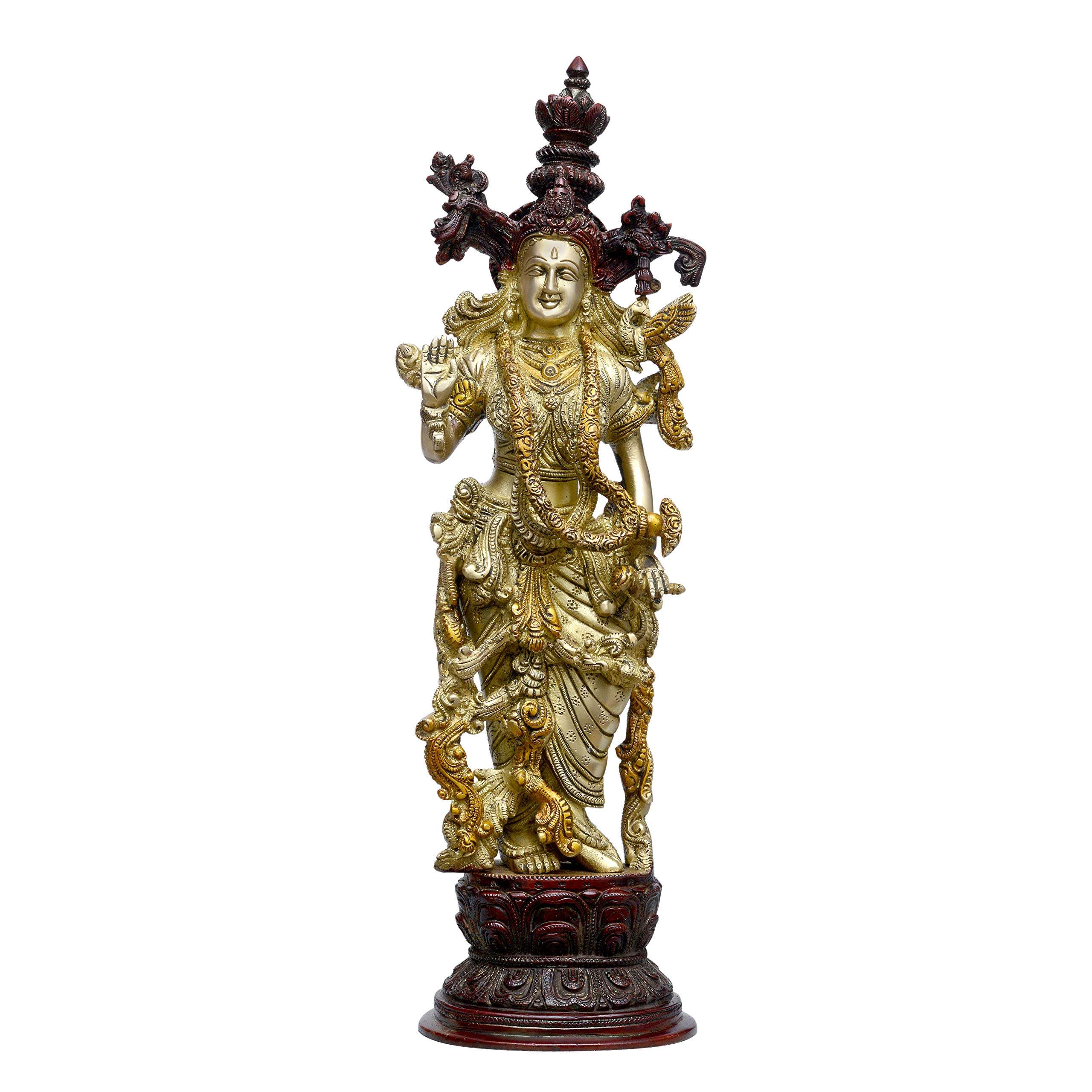 Dattatreya Brass Radha Rani Standing Radha Statue Idol Radha Height 15 Inch 1