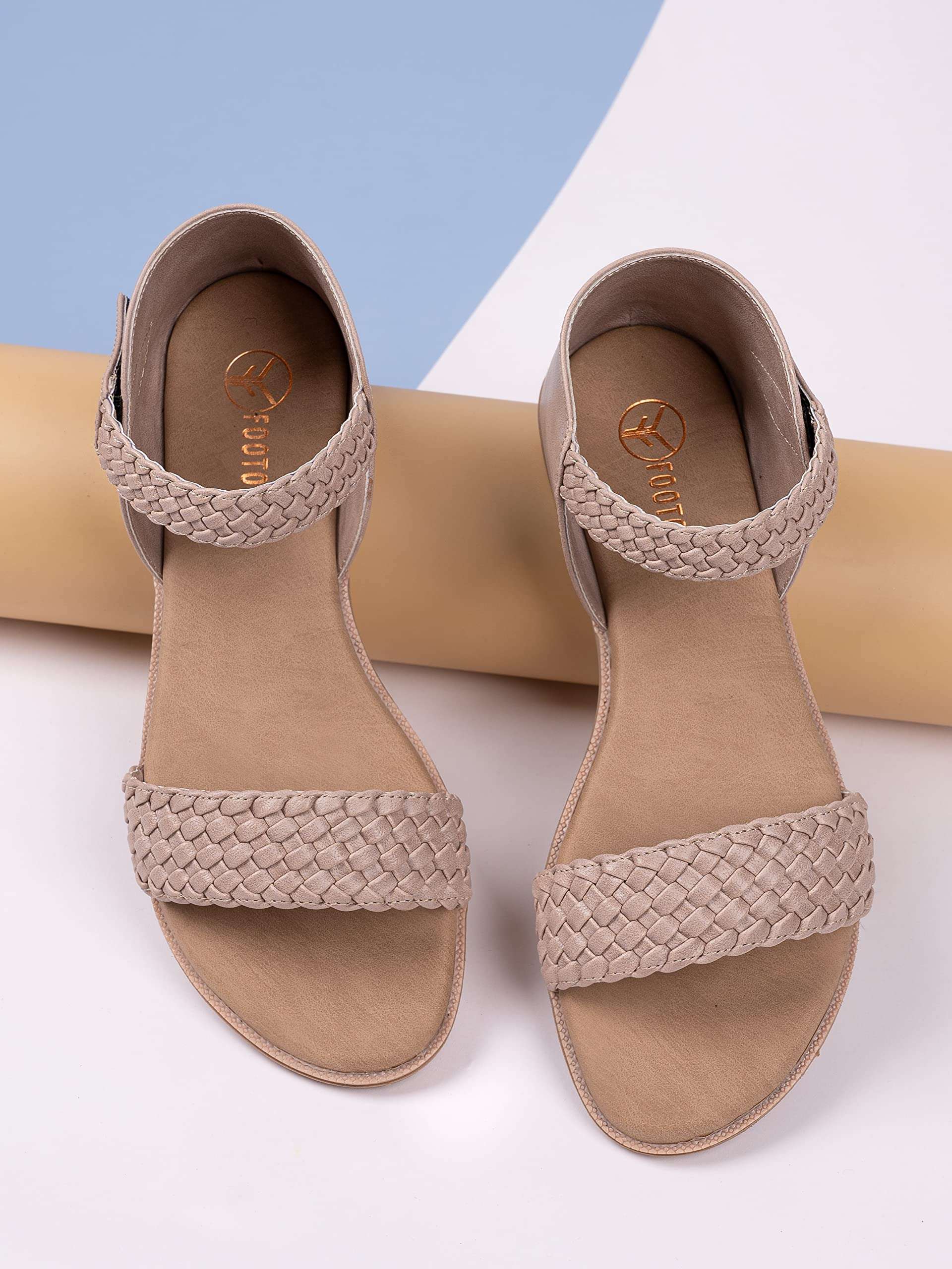 Footons Women's Comfortable Stylish Designer Daily/Casual/Office/Ethinic Sandals for Women Beige 3