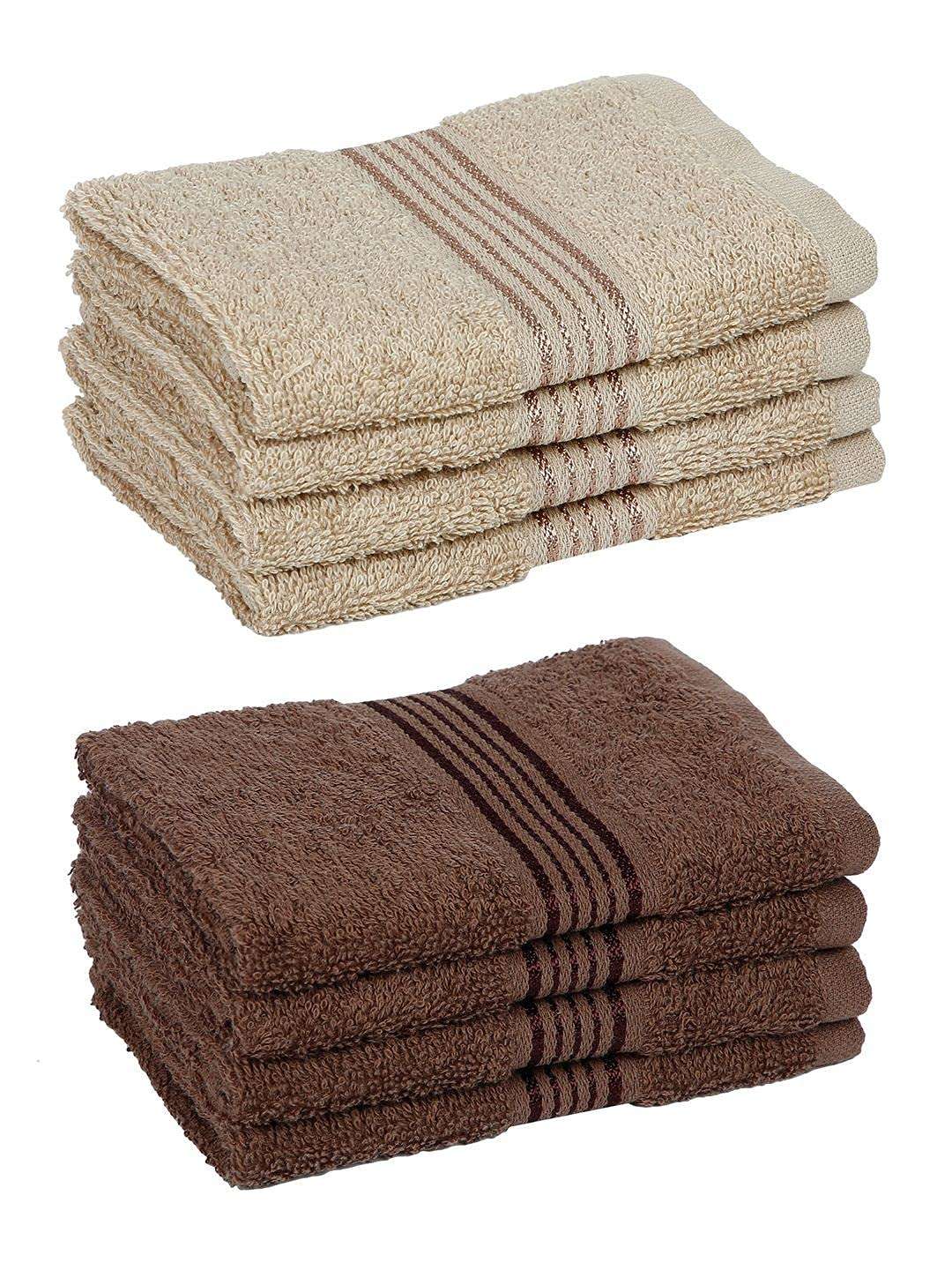 KOPA Quick Dry 100% Cotton Soft Terry Towel -8pc Face Towel (d'ross) - Super Absorbent, Lightweight, Odour Free - for Men, Women, Kids Solid-Taupe/Brown 4