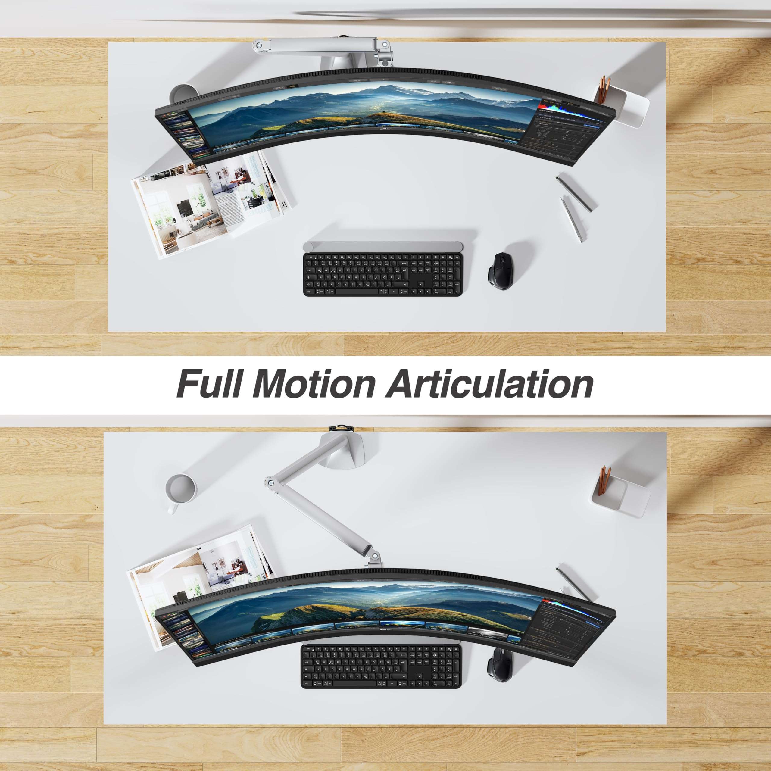 AVLT Single 17"-45" Monitor Arm Desk Mount Premium Mechanical Spring fits One Flat/Curved/Ultrawide Monitor Full Motion Height Swivel Tilt Rotation Adjustable, Gray 6